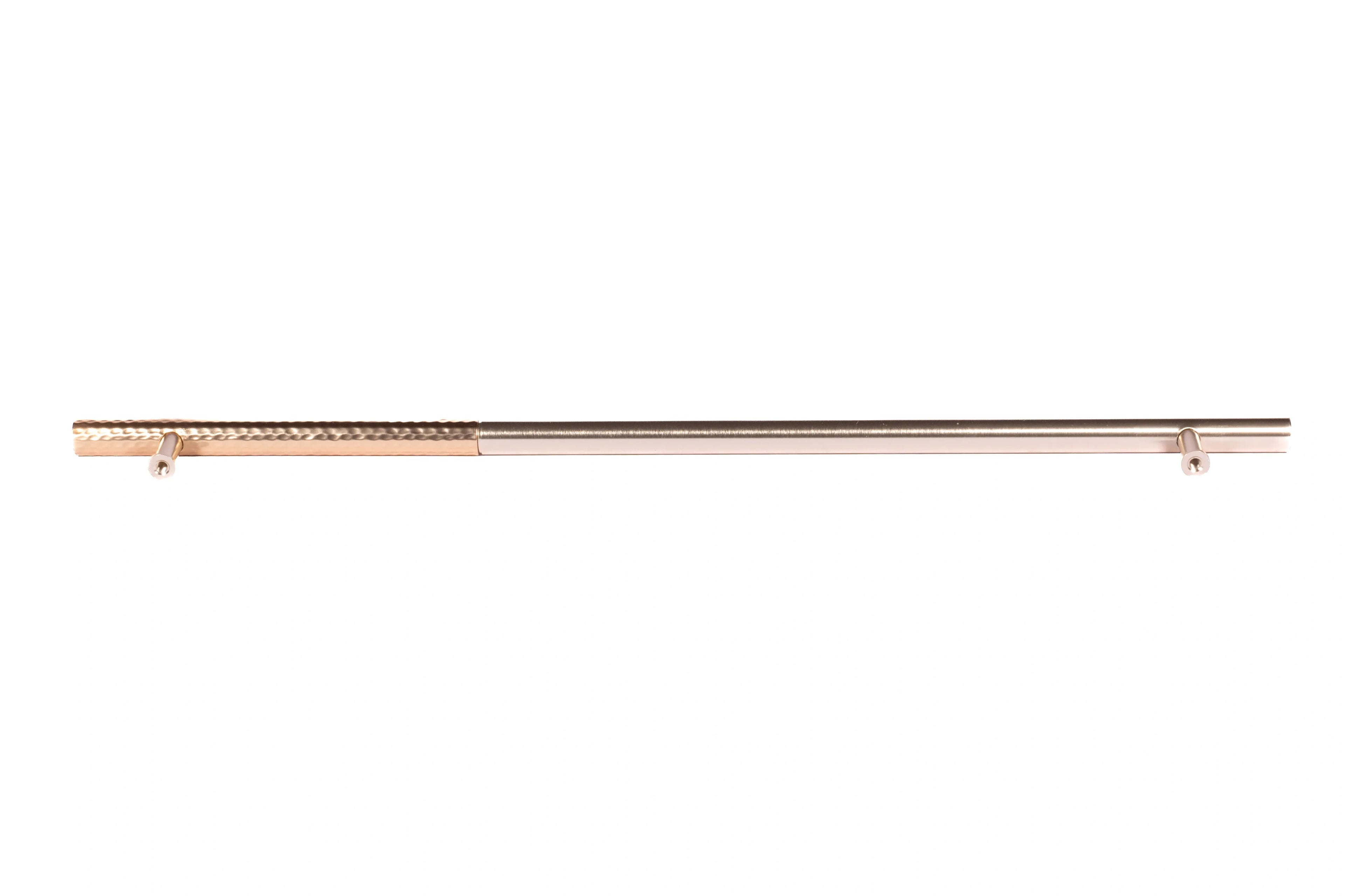 Mantara Soleil Handle Z-0021 is a modern zinc alloy handle in brushed rose gold finish, ideal for kitchen drawers, dresser drawers.