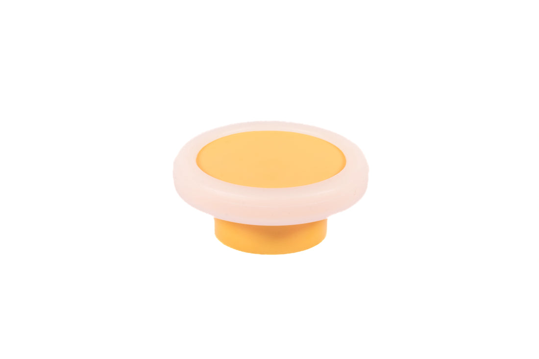 Mantara Mallow Knob S-0001 is a modern silicone knob in yellow, ideal for kitchen drawers, dresser drawers.