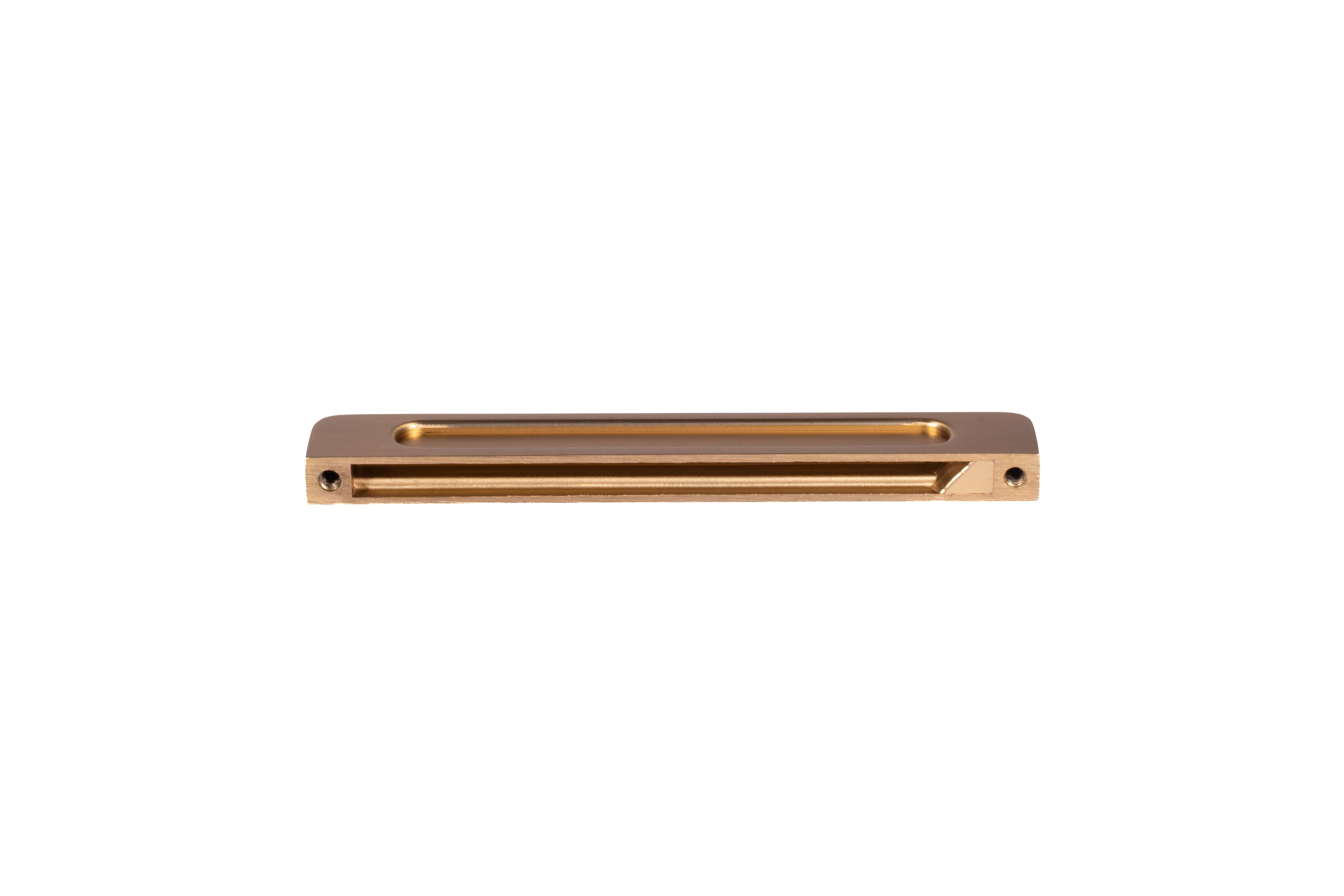 Mantara Eva Handle Z-0034 is a modern zinc handle in brushed gold finish, ideal for kitchen and dresser drawers.