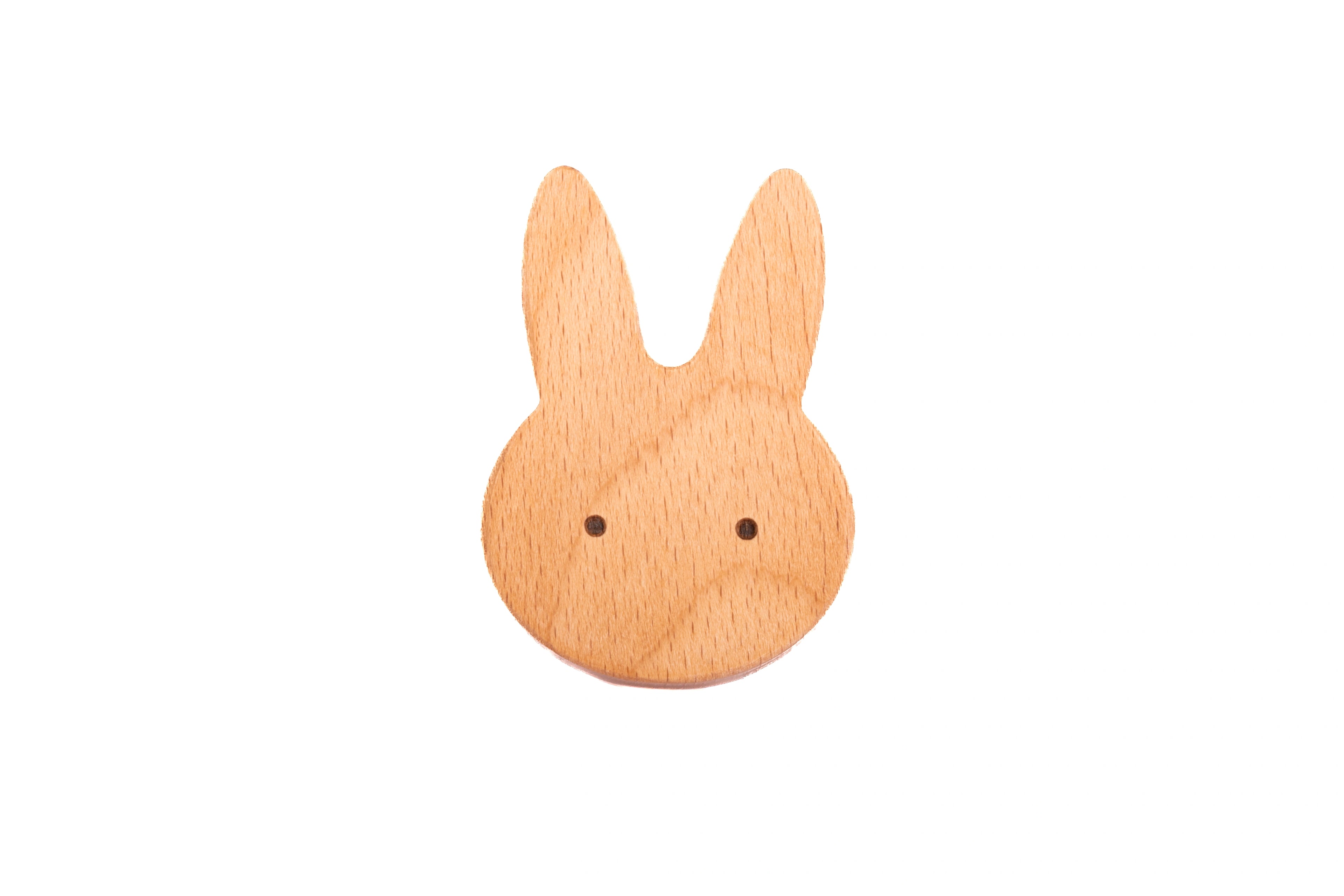 Mantara Rabbit Knob W-0024 is a modern beige wooden knob/hook, ideal for kids’ rooms, drawers, and cabinets.