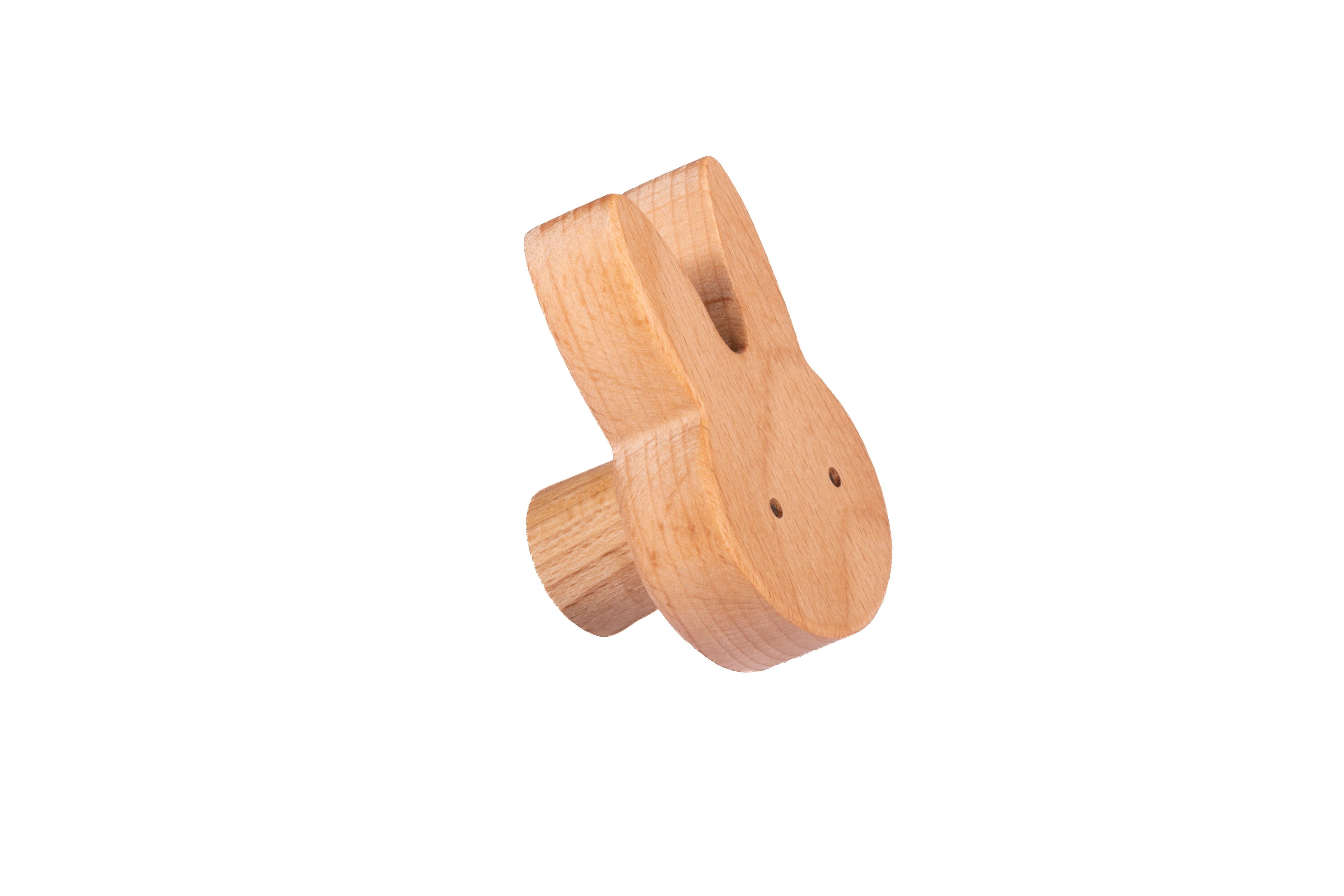 Mantara Rabbit Knob W-0024 is a modern beige wooden knob/hook, ideal for kids’ rooms, drawers, and cabinets.