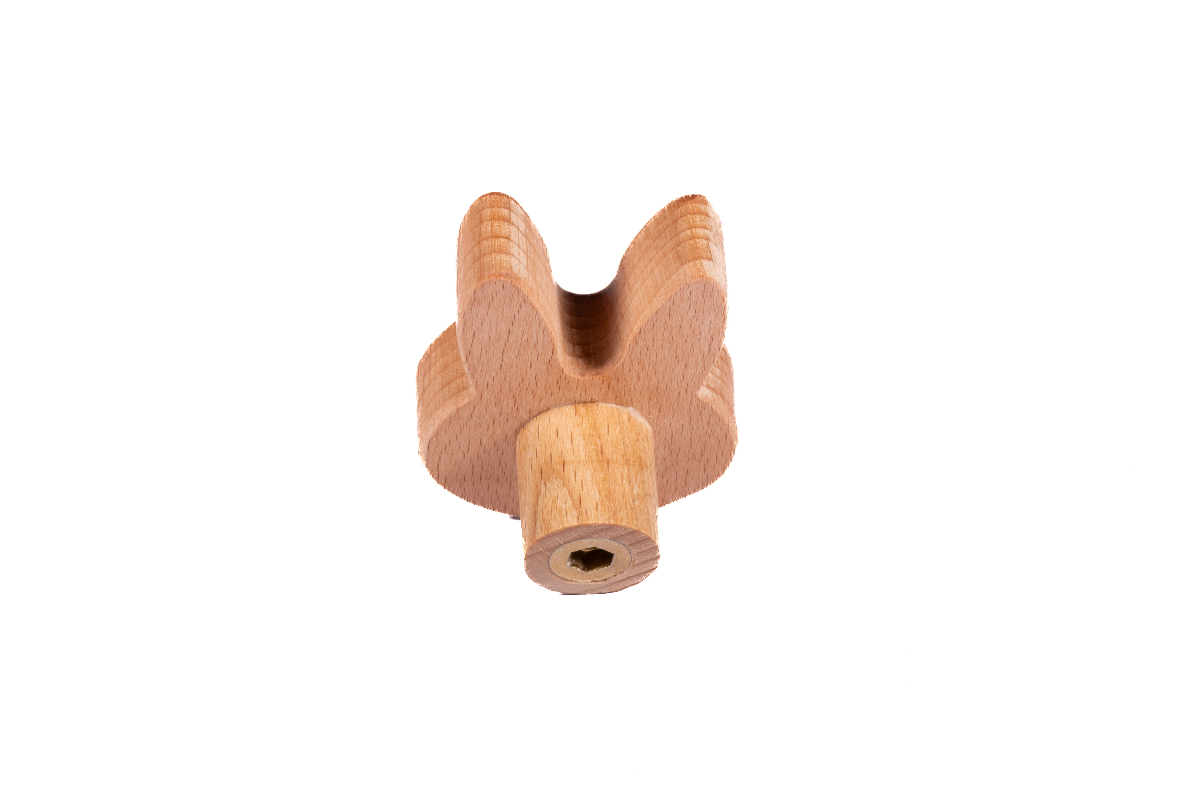 Mantara Rabbit Knob W-0024 is a modern beige wooden knob/hook, ideal for kids’ rooms, drawers, and cabinets.