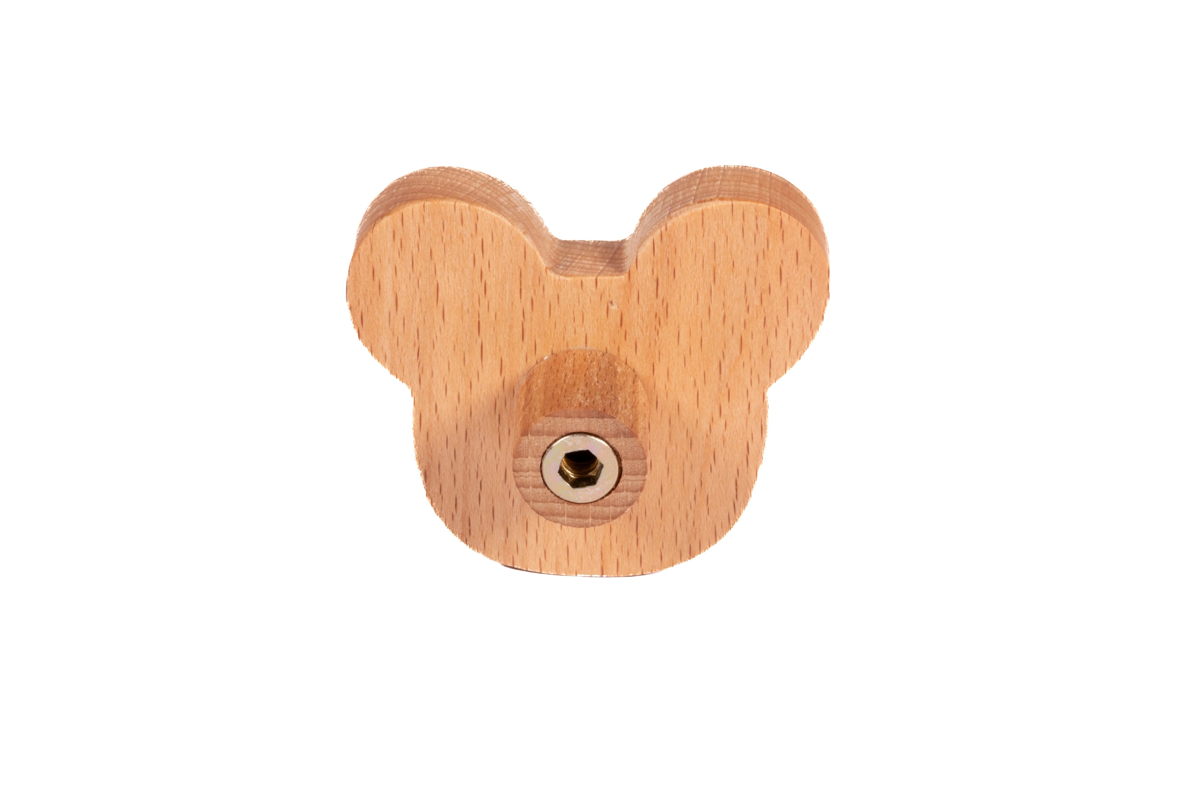 Mantara Mouse Knob W-0024 is a modern beige wooden knob/hook in brushed finish, ideal for kids’ rooms, drawers, and cabinets