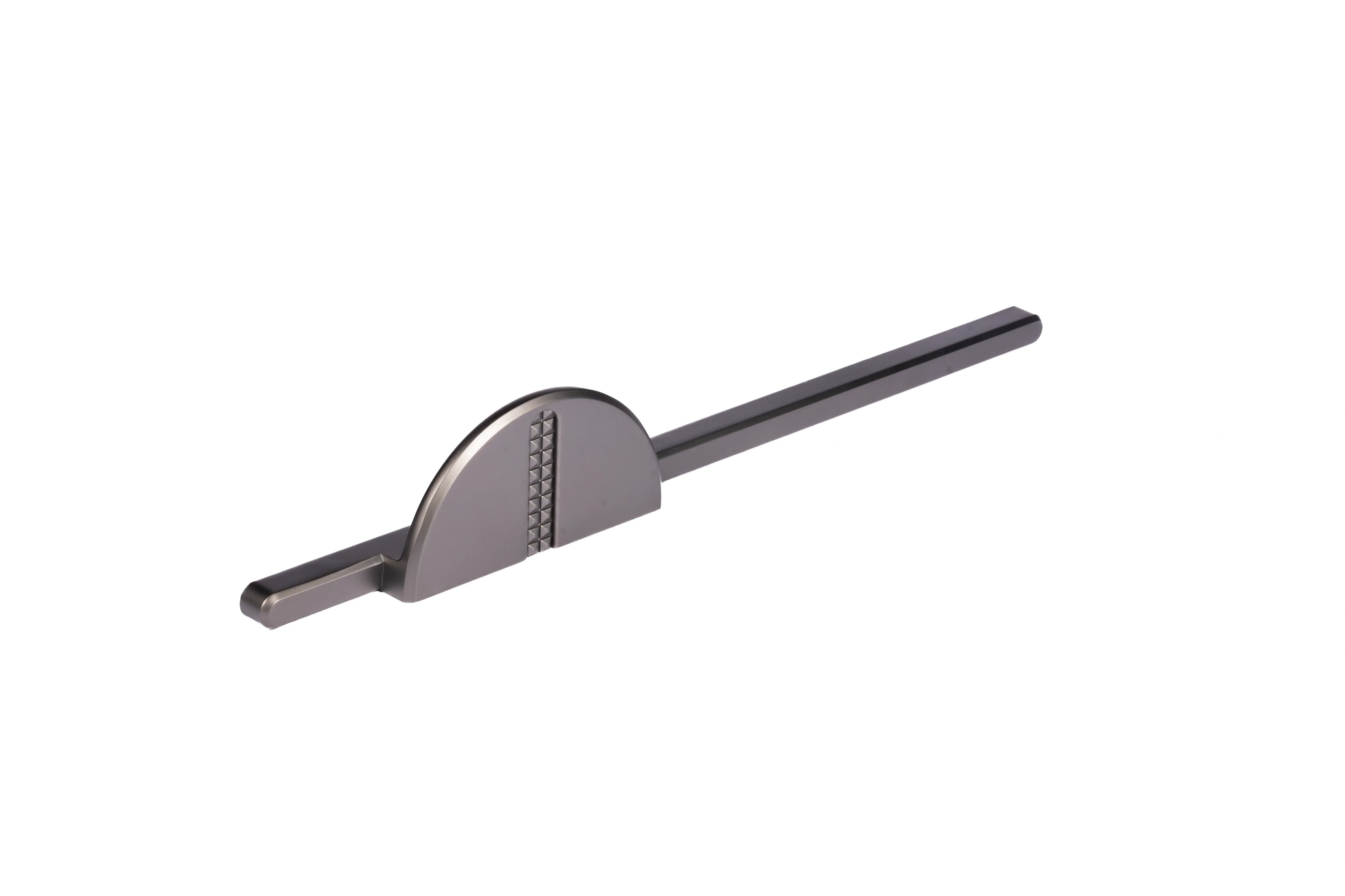 Mantara Noor Handle Z-0037 is a modern zinc handle in brushed grey finish, ideal for kitchen and dresser drawers.