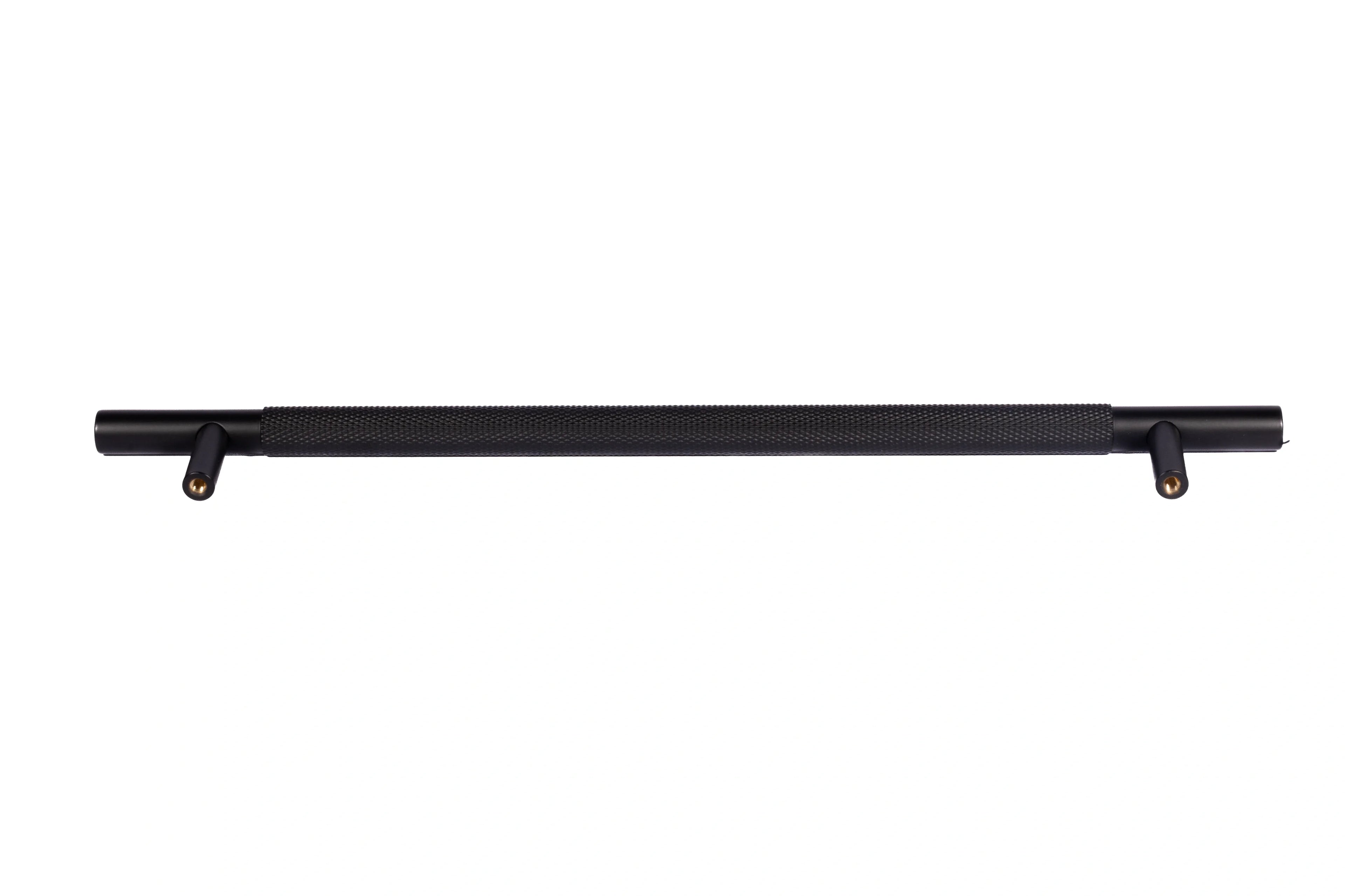 Mantara Enigma Handle B-0061 is a modern brushed brass handle in black, ideal for cupboards and drawers.