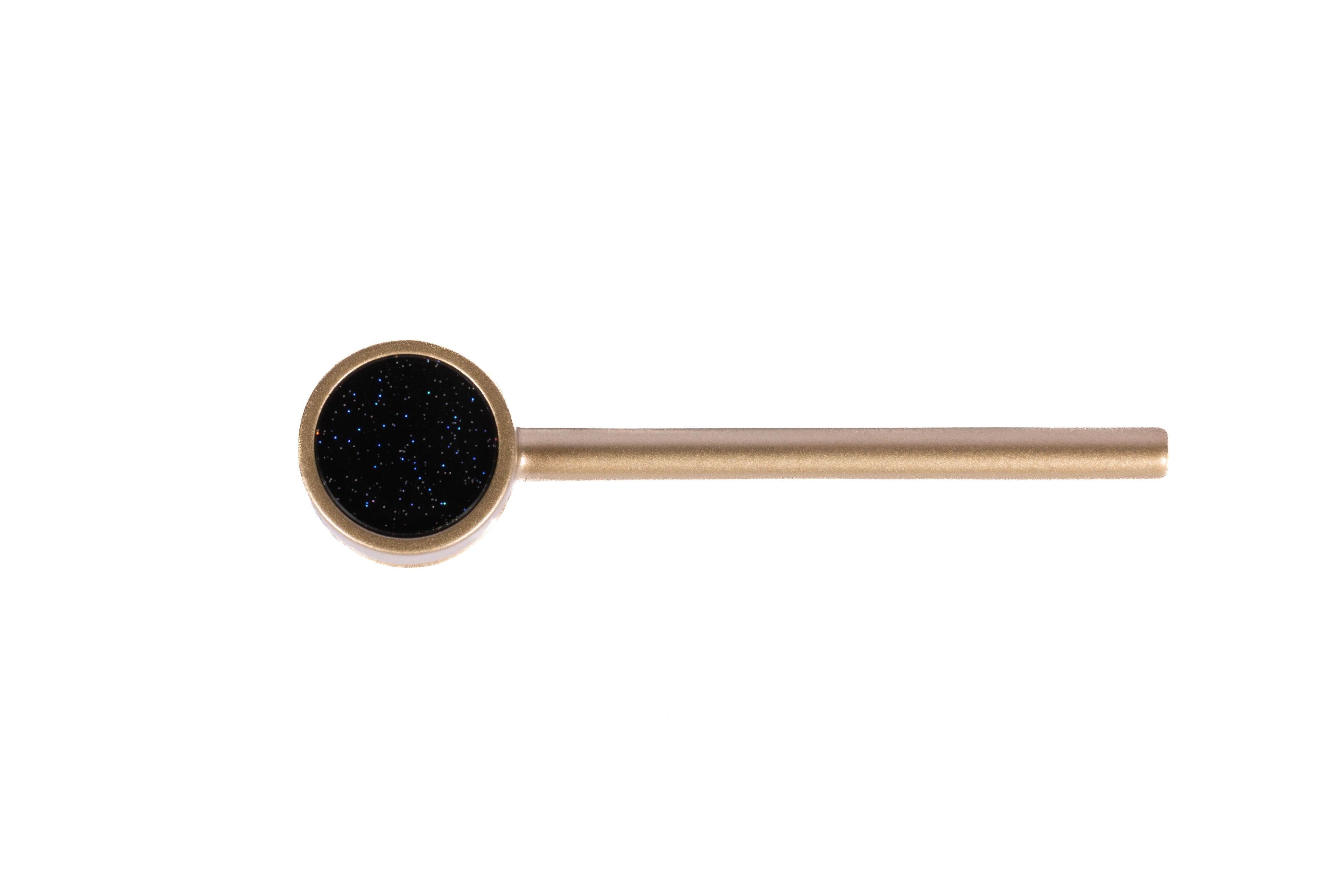 Mantara Auris Handle Z-0019 is a modern zinc alloy and acrylic knob in brushed gold finish, ideal for kitchen drawers, dresser drawers.