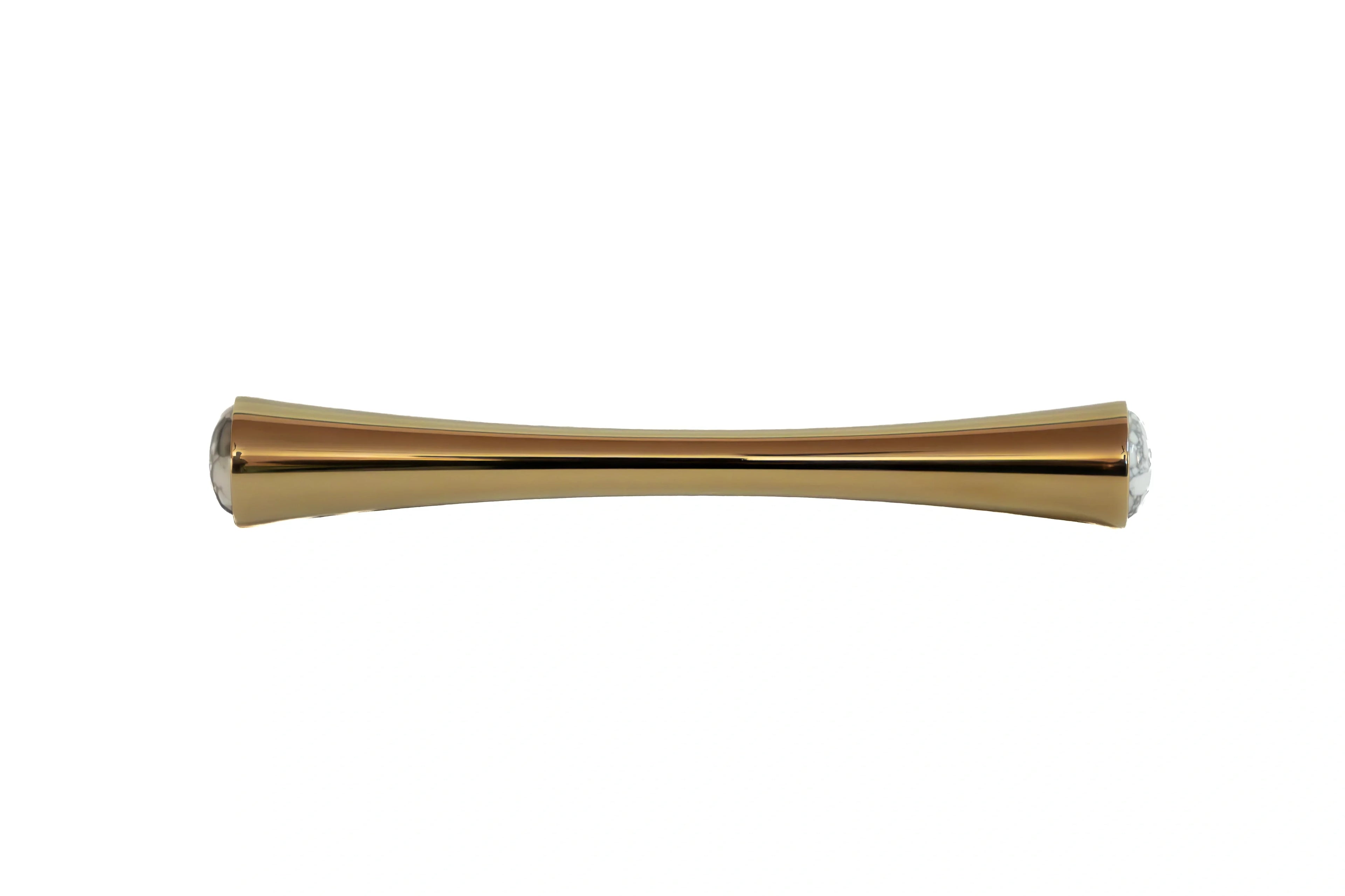 Mantara Palazzo Handle M-0014 is a modern marble & brass handle in gold+white, ideal for kitchen & dresser drawers.