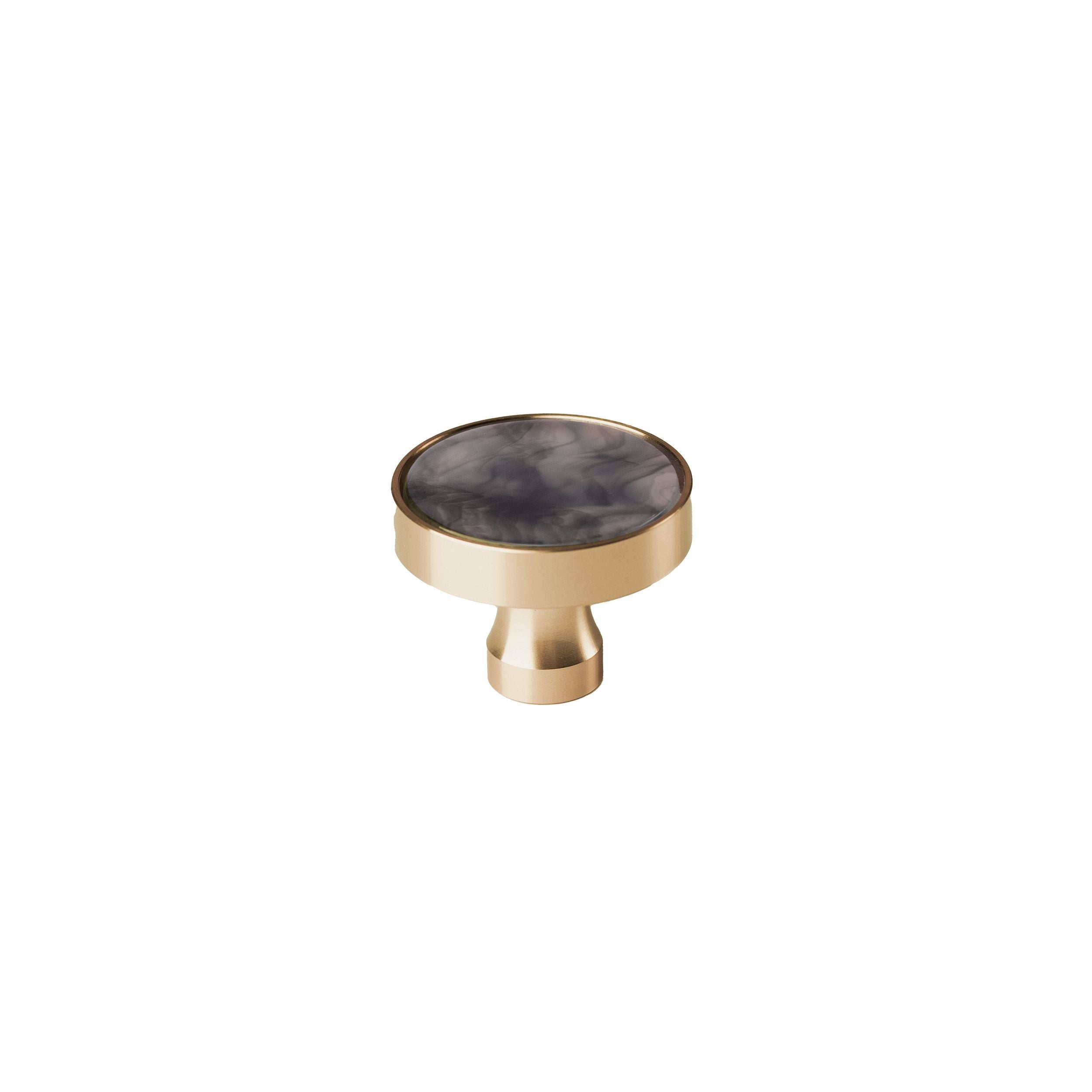 Galaxy round cabinet knob A-0005, clouds mist acrylic & brushed brass, dia40mm, for drawers & wardrobes by Mantara