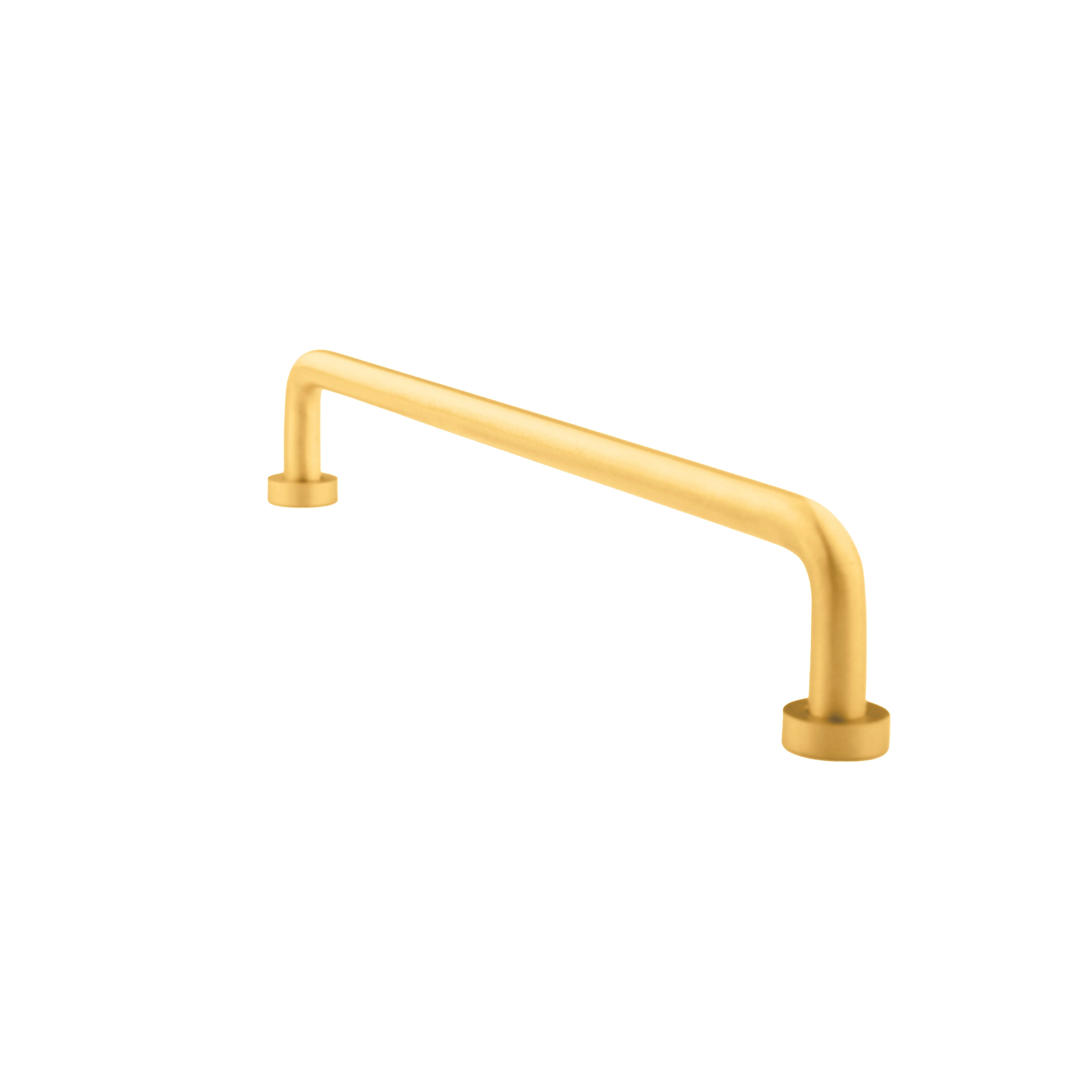 The Gleam Handle by Mantara B-0106 is a brushed brass handle in gold, ideal for furniture, wardrobes, and kitchens.