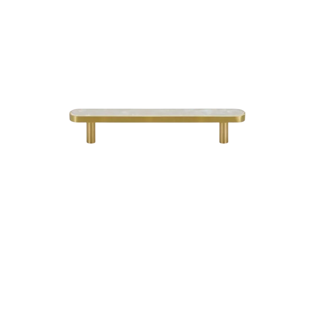 Regal pearl handle B-0005 decorative shell and brass knob with handle, white finish, sizes 27mm 32mm 37mm 130mm 162mm 254mm, for cabinets & drawers by Mantara
