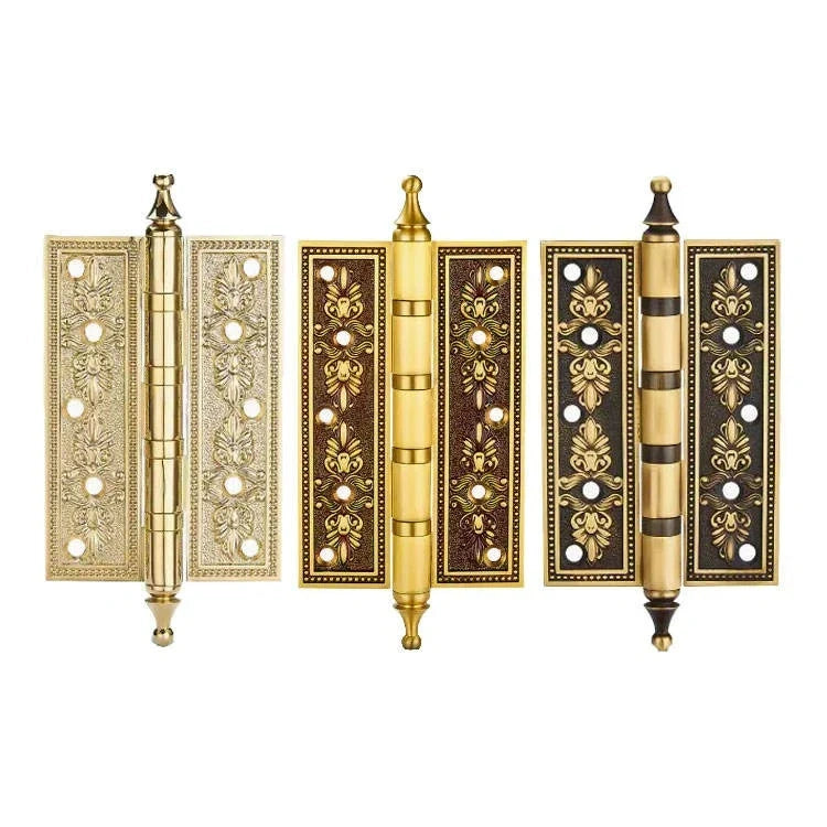 Zentra Hinge HNG-005 brass hinge for cabinets, brushed finish, sizes 101mm 127mm 152mm 203mm, gold variants, suitable for drawers & furniture by Mantara