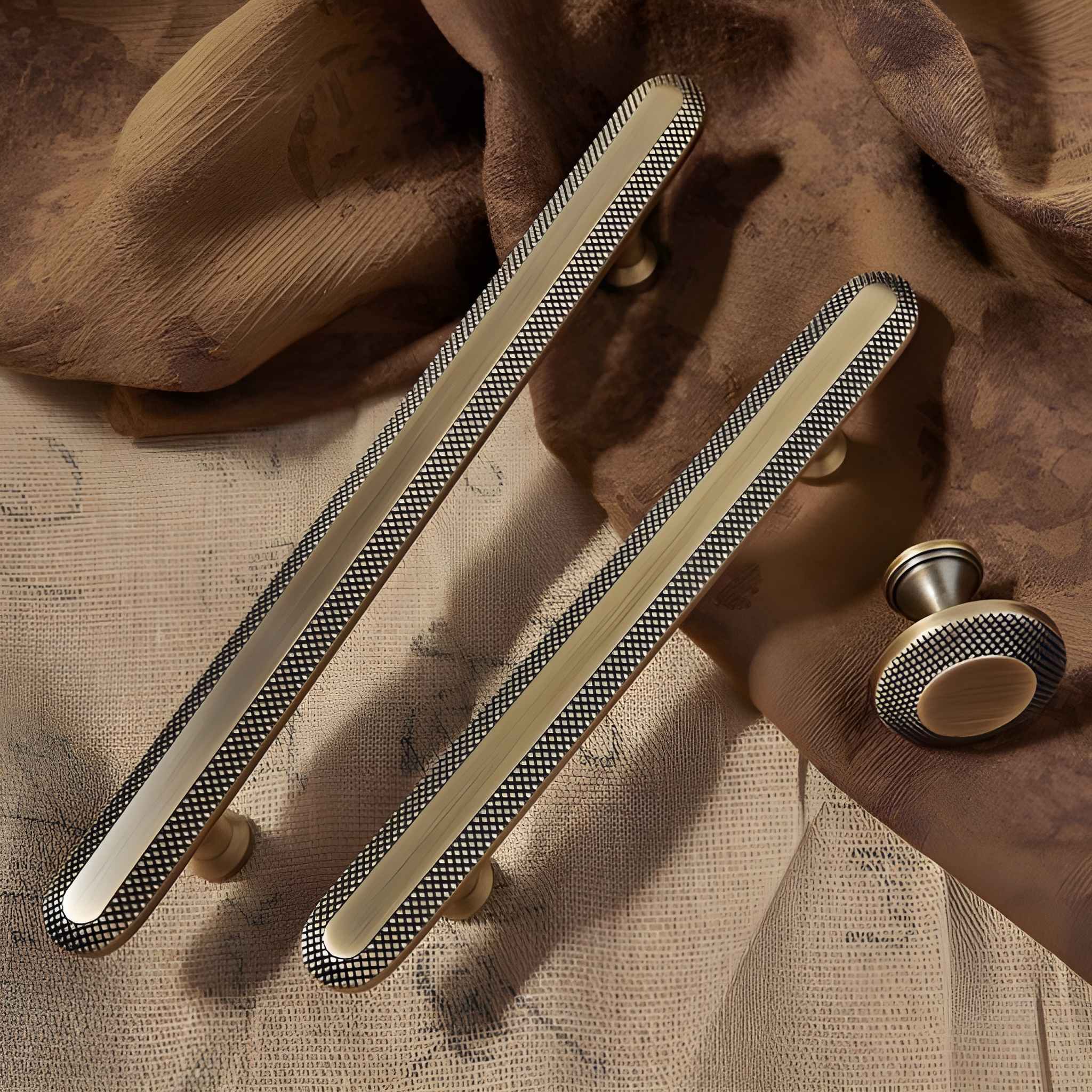 Narel Knob and Handle B-0146 brass cabinet knob & handle, bronze brushed finish, sizes 32mm 150mm 180mm, suitable for kitchen drawers & wardrobe units by Mantara