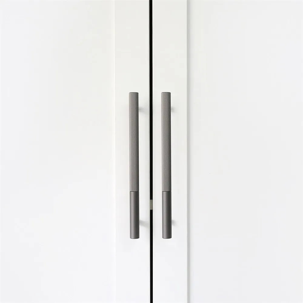 Neera handle AL-0011, grey aluminum, L168mm CC128mm, brushed finish, for wardrobes & dressers by Mantara