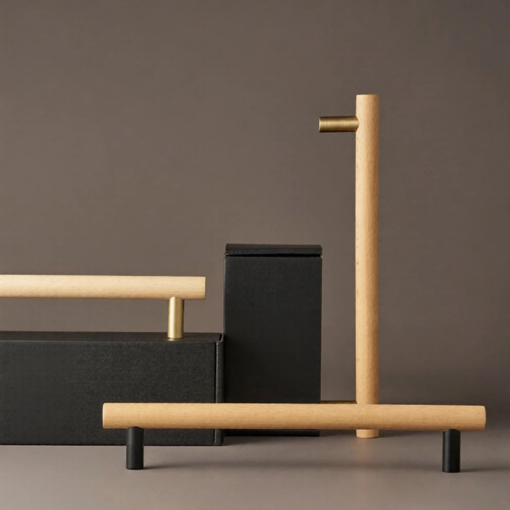 Mantara Modern Pull Handle W-0058 is a polished wood handle in gold, black, bronze for drawers and cabinets.