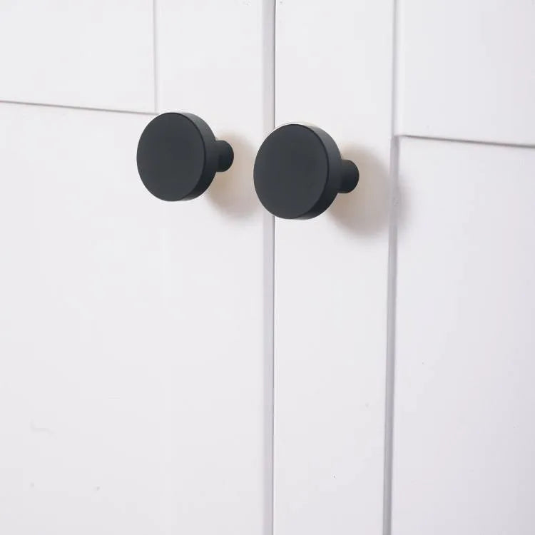 Regal knob B-0004, black brass, Dia25mm H20mm, brushed finish, for wardrobes & kitchens by Mantara