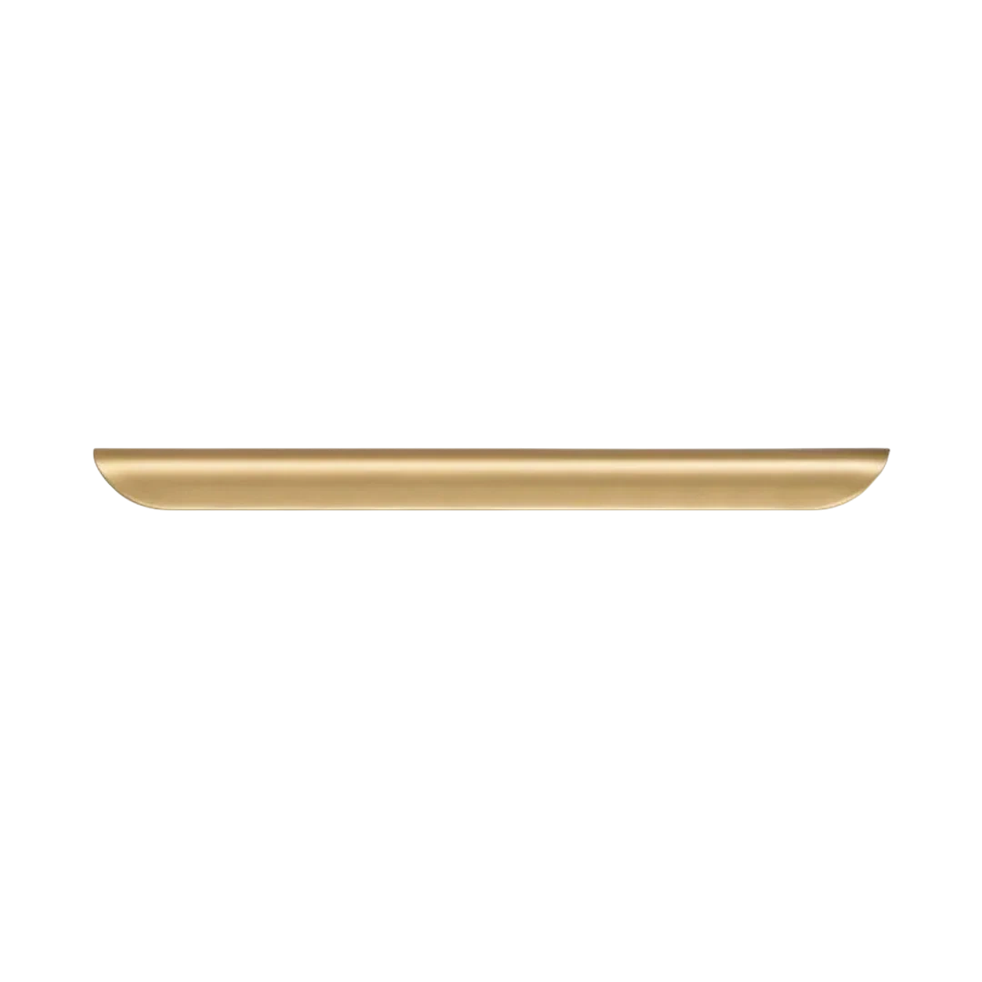 Mantara Veren Pull Handle SKU B-0161 is a modern brass handle in a brushed finish, ideal for kitchen drawers, dresser drawers, wardrobes, cabinets, and cupboards.