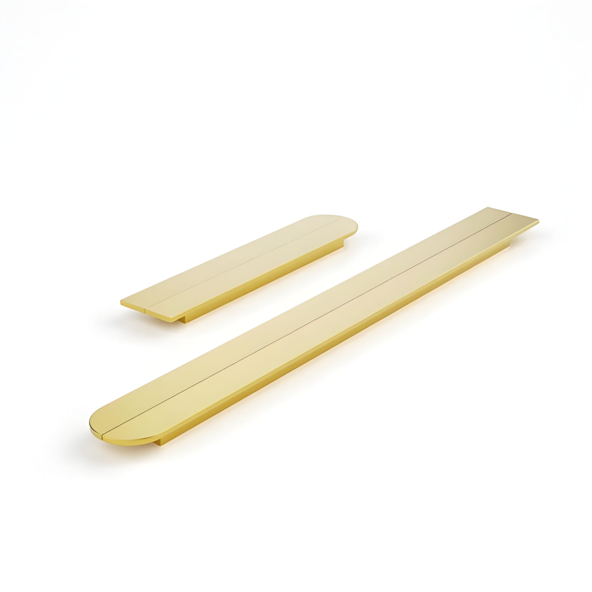 Cavren Handle B-0137 brushed brass drawer handle set, gold and black finish, 300mm and 600mm, ideal for cabinets & wardrobe units by Mantara