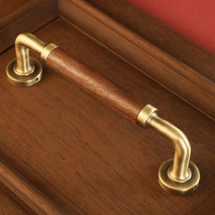 Karin Handle W-0039 brass cabinet pull handle, brown brushed finish, sizes 220mm 270mm, suitable for kitchen drawers & wardrobe units by Mantara