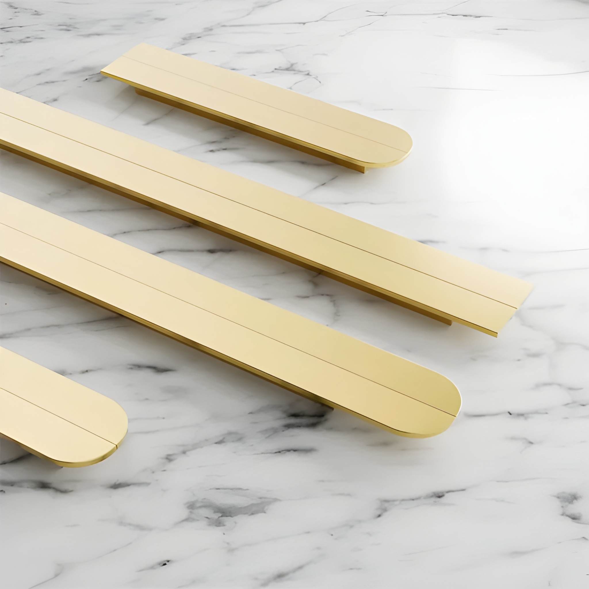 Cavren Handle B-0137 brushed brass drawer handle set, gold and black finish, 300mm and 600mm, ideal for cabinets & wardrobe units by Mantara