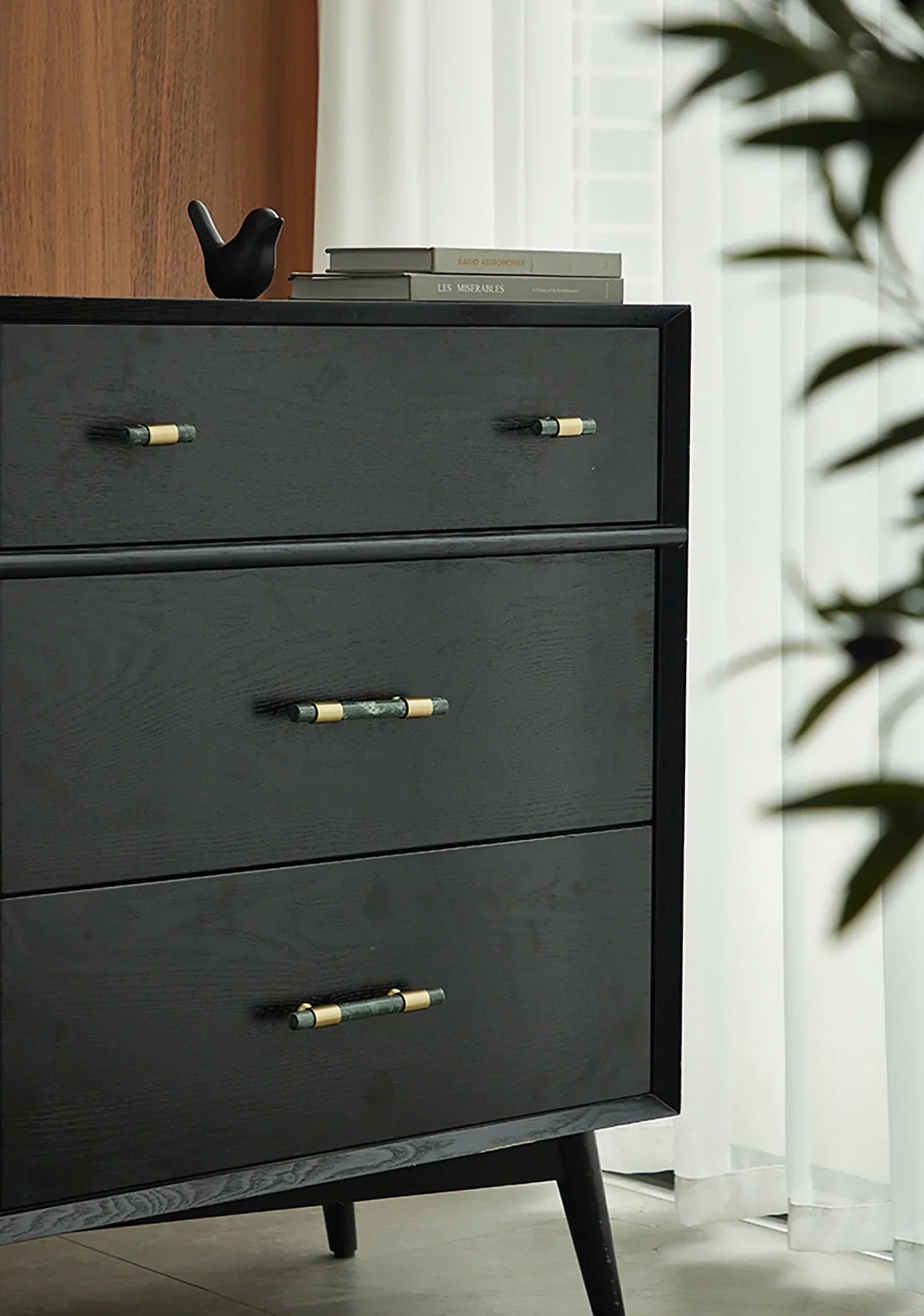 Marble and solid brass with green, black and white color for wardrobe, drawer handle by Mantara, model M-0009-H.