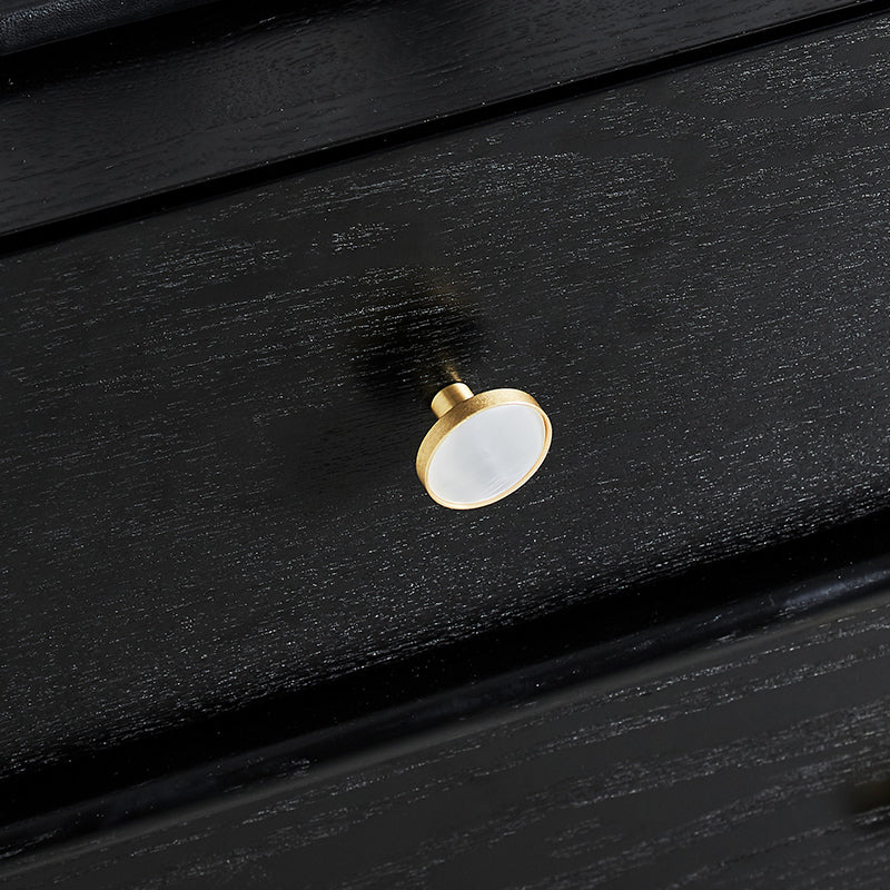 Regal Pearl knob B-0005, white shell brass, Dia37mm H25mm, polished finish, for furniture & bathrooms by Mantara
