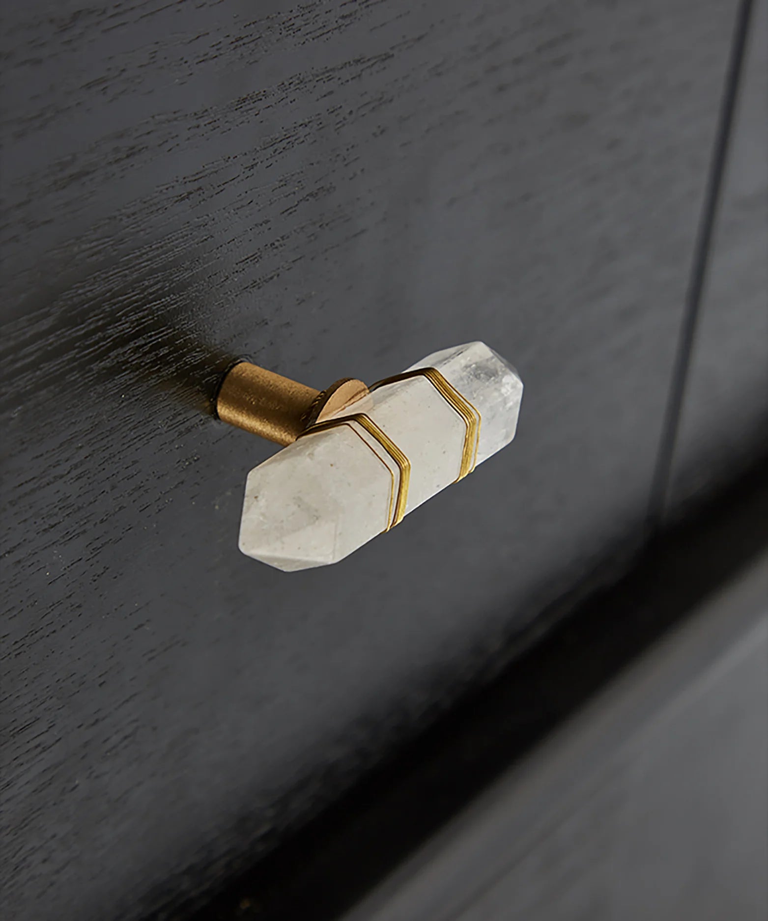 The Mantara C-0013 Mystic Handle is a modern crystal and brass knob in white, ideal for drawers and cabinets.