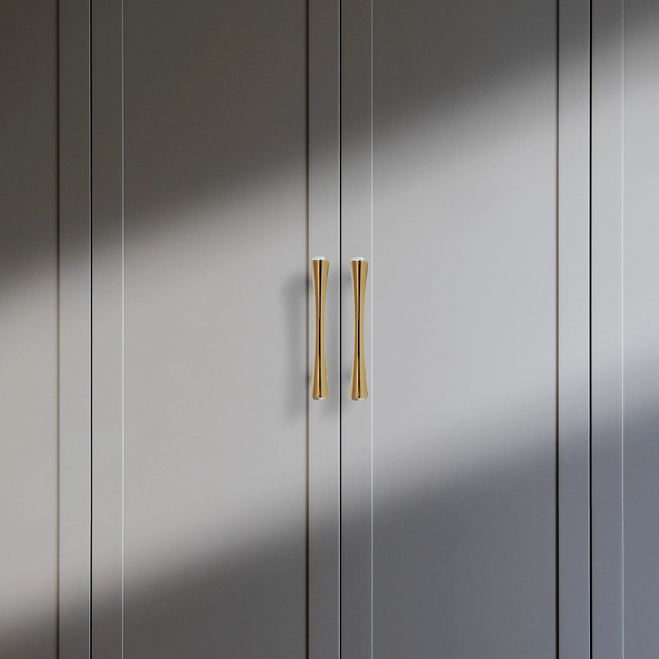 Palazzo Handle M-0014 in white marble & gold brass, glossy finish, sizes 30–267mm, for drawers by Mantara