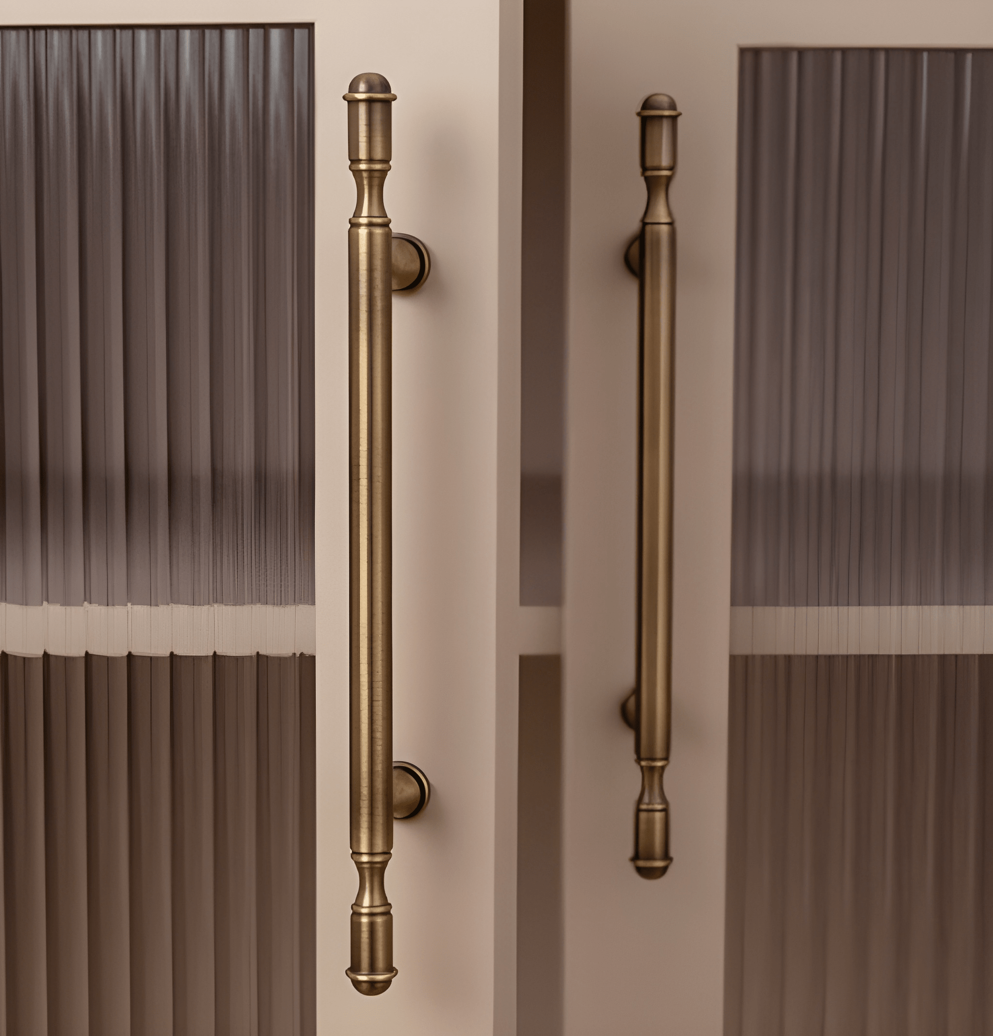 B-0150 brass cabinet fittings, knob and handle combo, bronze brushed finish, sizes 29mm 67mm 181mm 216mm 282mm, for drawers by Mantara