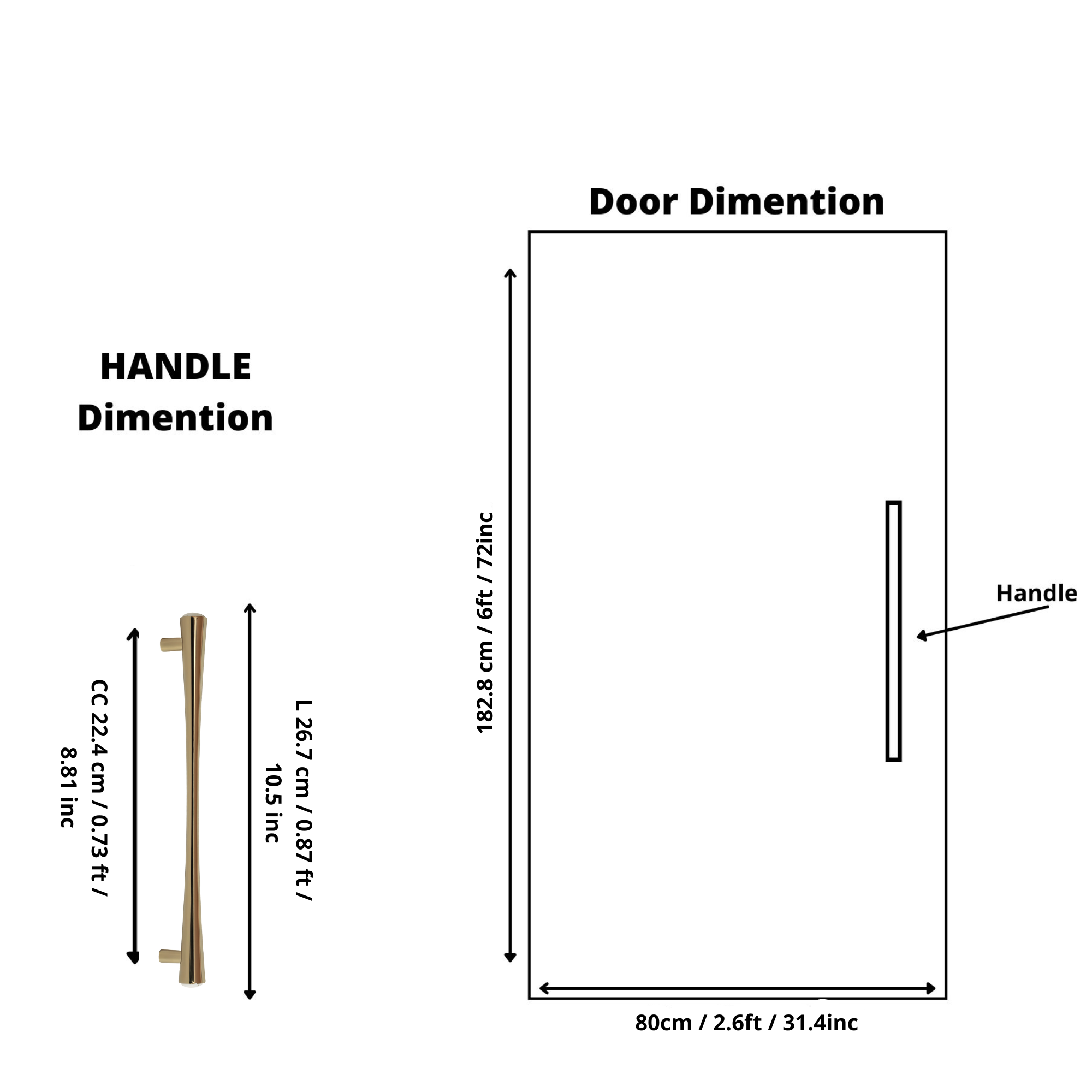 Palazzo Handle M-0014 in white marble & gold brass, glossy finish, sizes 30–267mm, for drawers by Mantara