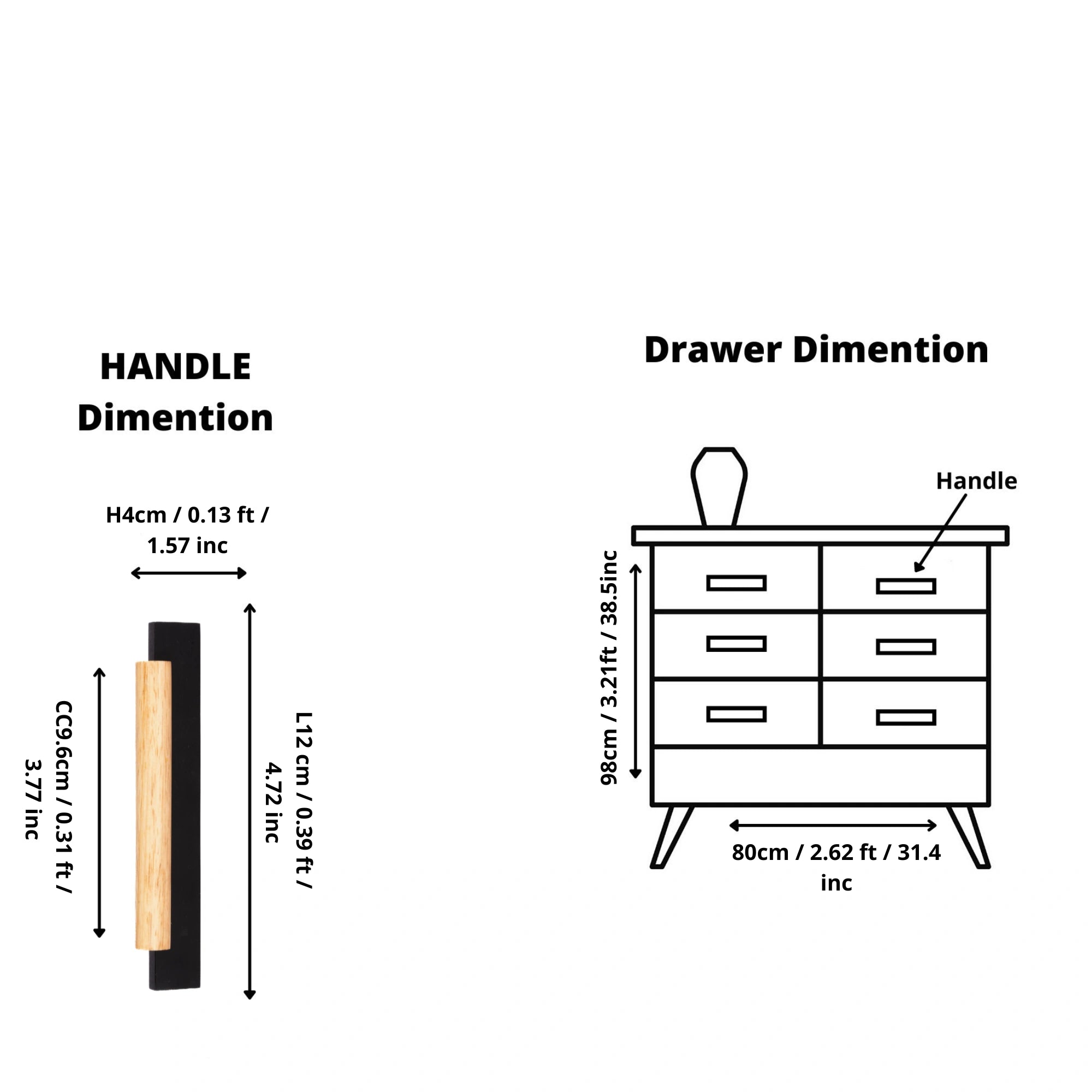 Mantara Oakley Handle W-0033 is a modern zinc alloy and beech wood handle in black, ideal for kitchen and dresser drawers.