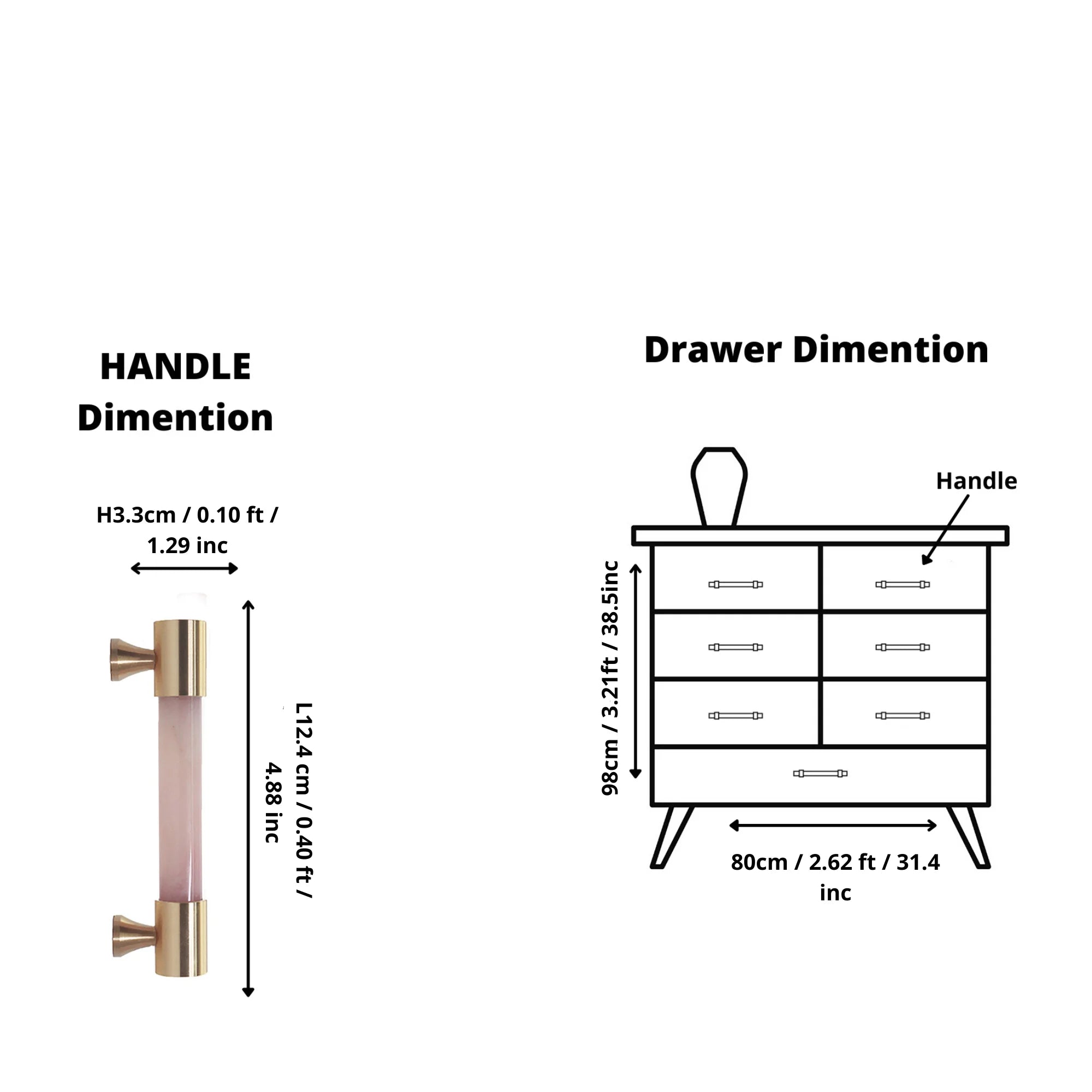 The Mantara C-0014-96 Haze Handle is a modern crystal and brass handle in pink, ideal for cabinets and wardrobes.