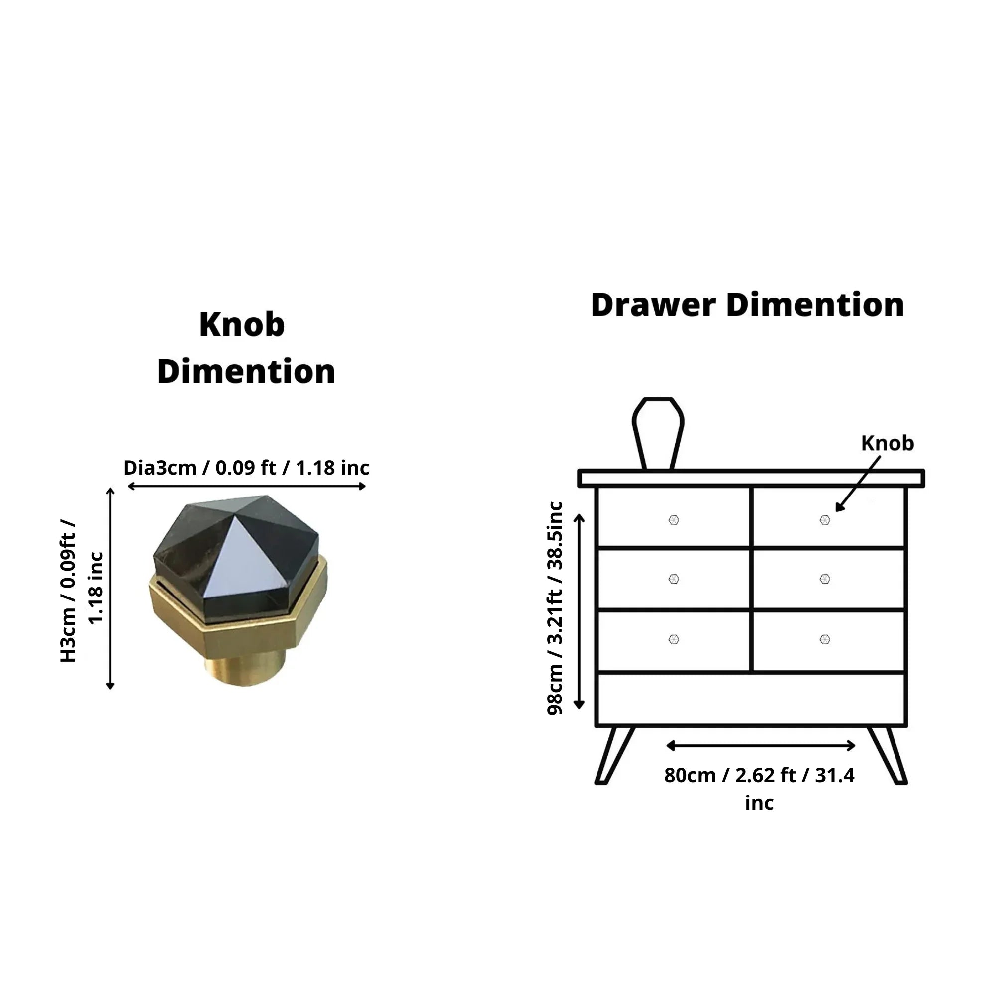 The Mantara C-0005 is a modern crystal + brass knob in black, ideal for cabinets and wardrobes.