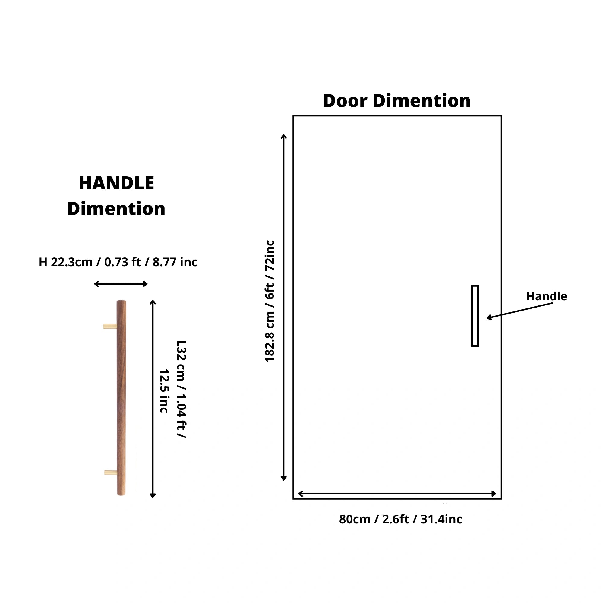 Mantara Tudor Handle W-0007 is a modern brass & walnut handle in brown, ideal for main doors, wardrobes & cabinets.