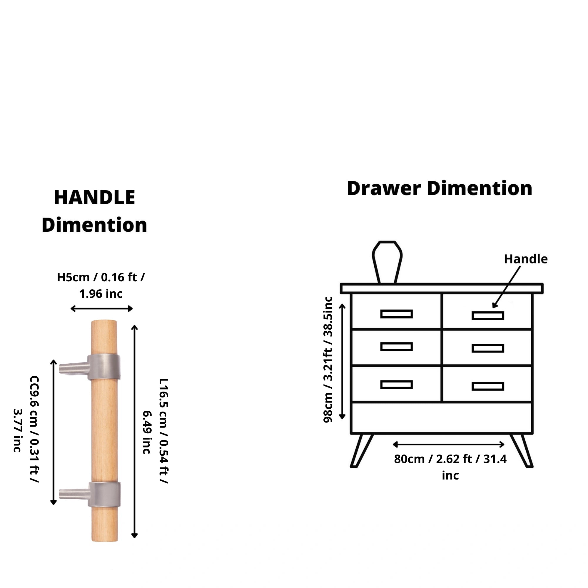 Mantara Walden Handle W-0035 is a modern zinc alloy and beech wood handle in silver ideal for kitchen and dresser drawers.