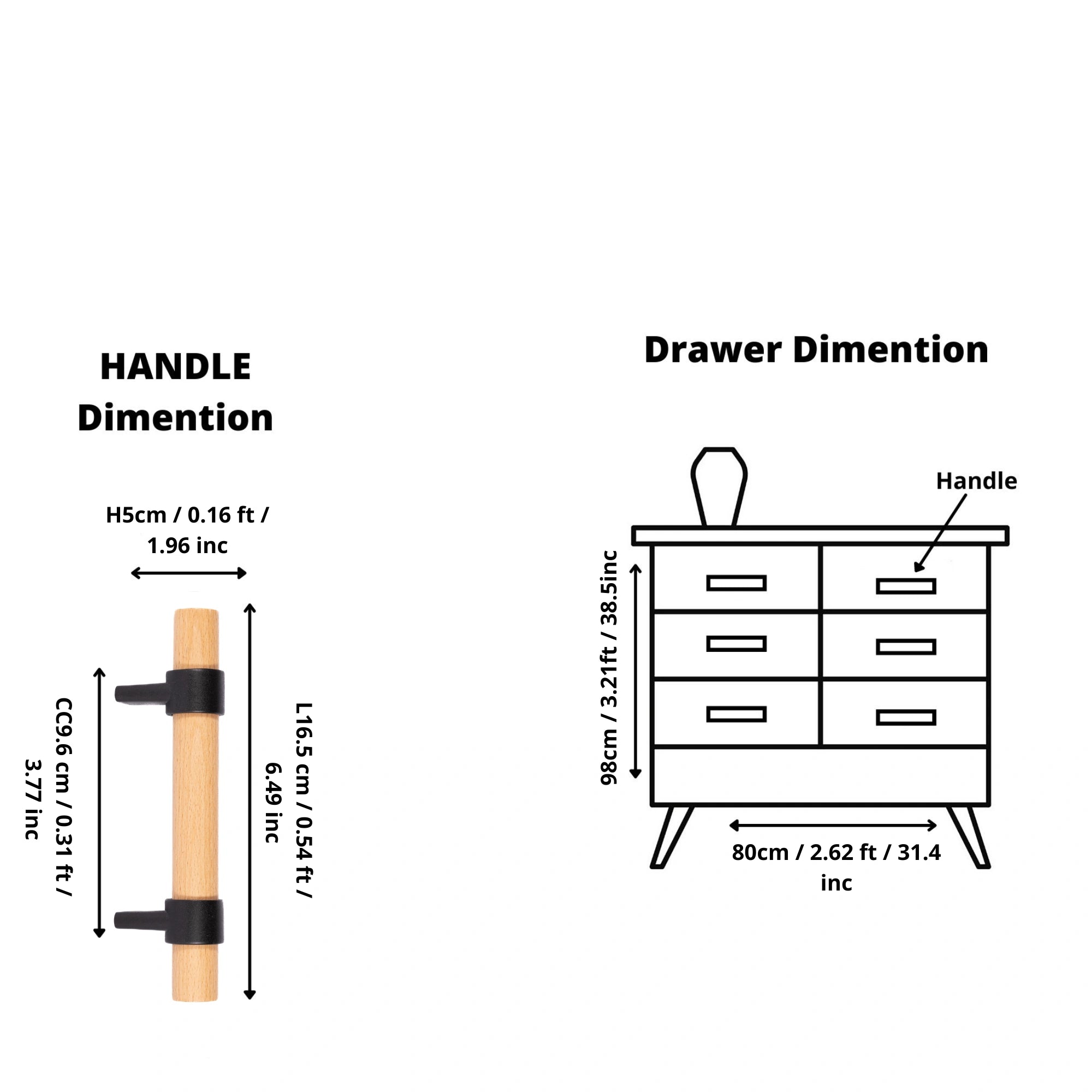 Mantara Walden Handle W-0035 is a modern zinc alloy and beech wood handle in black ideal for kitchen and dresser drawers.