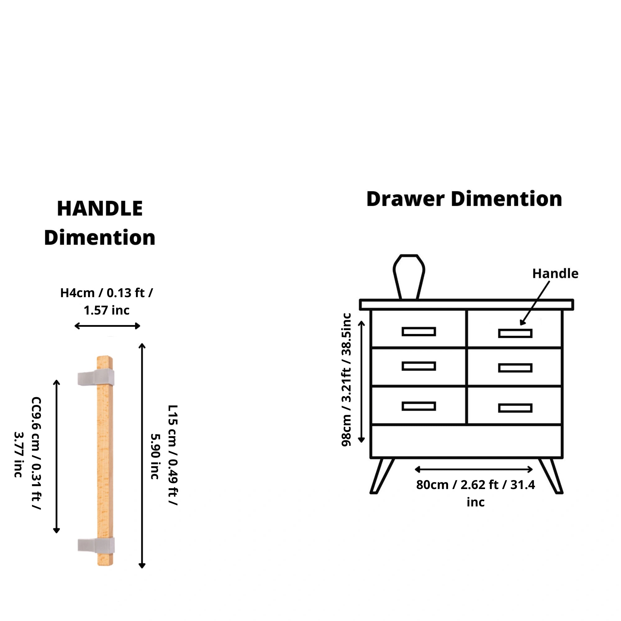 Mantara Lorien Handle W-0028 is a modern zinc and beech wood handle in silver ideal for kitchen and dresser drawers.