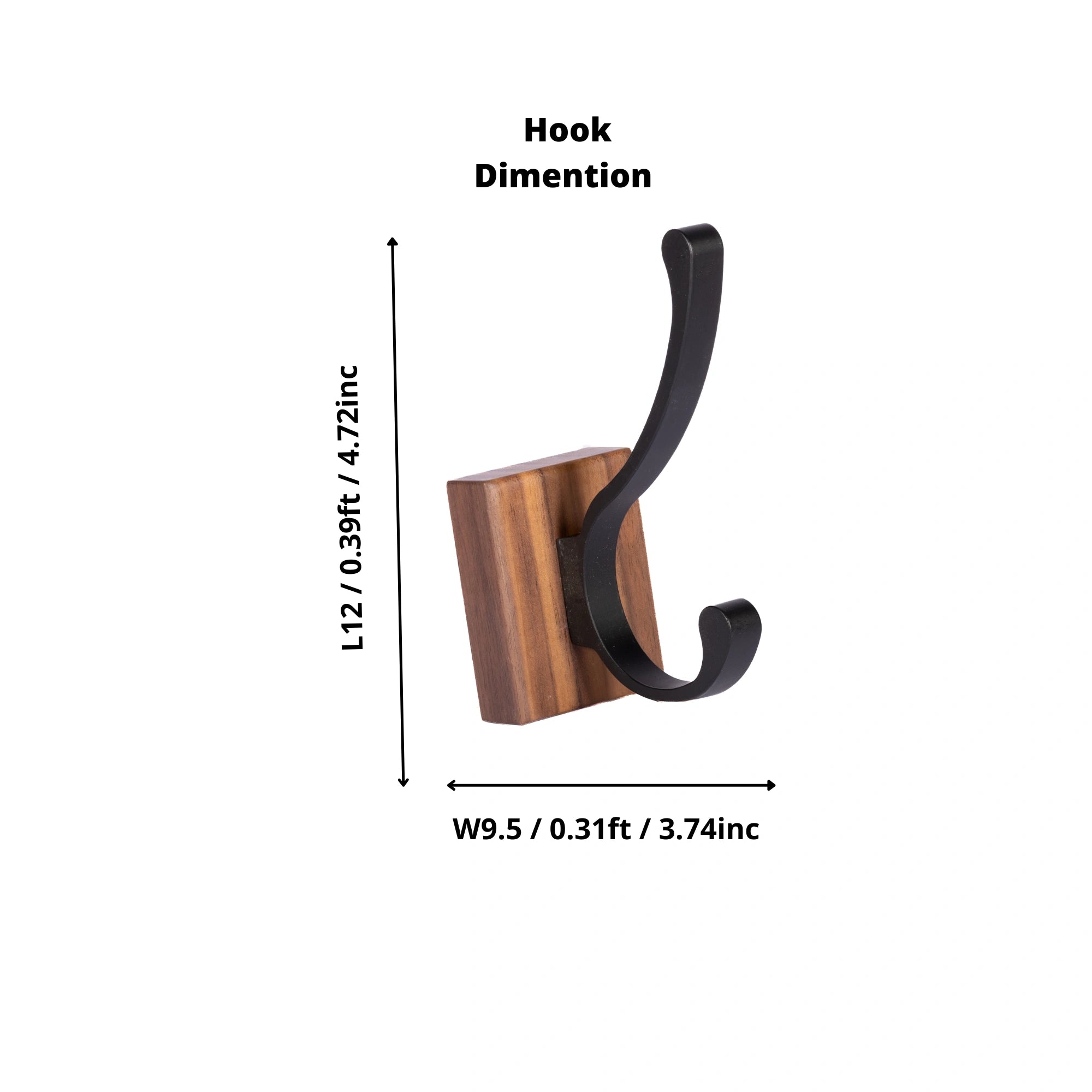 Mantara Thorne Hook W-0032 is a modern space aluminum and walnut hook in black and ideal for kitchen and dresser drawers.
