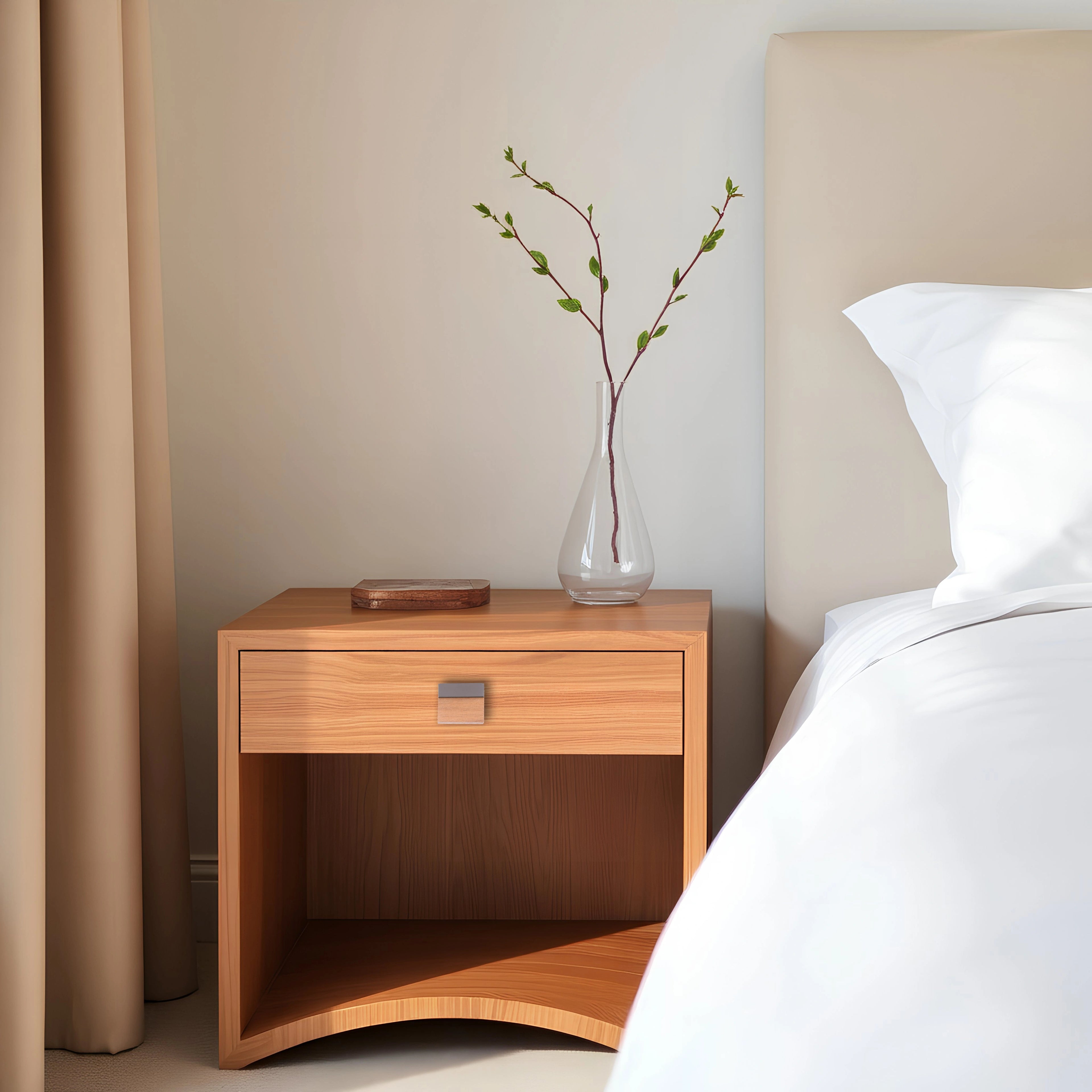 Mantara Amity Knob W-0018 is a modern zinc alloy and walnut knob in brushed grey, ideal for kitchen and dresser drawers.