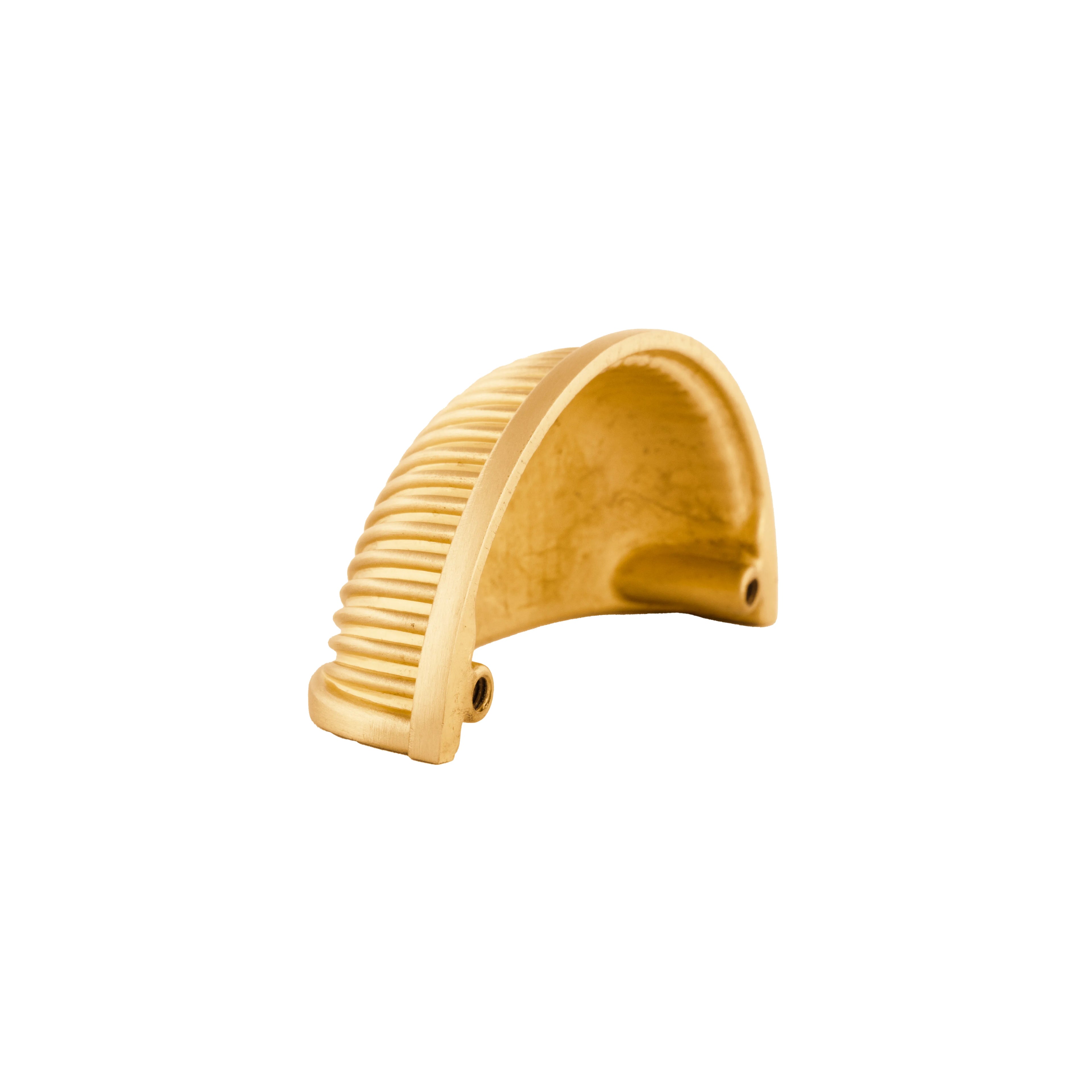 The Odette Handle by Mantara B-0107 is a polished brass handle in gold, perfect for drawers, cupboards, and kitchens.