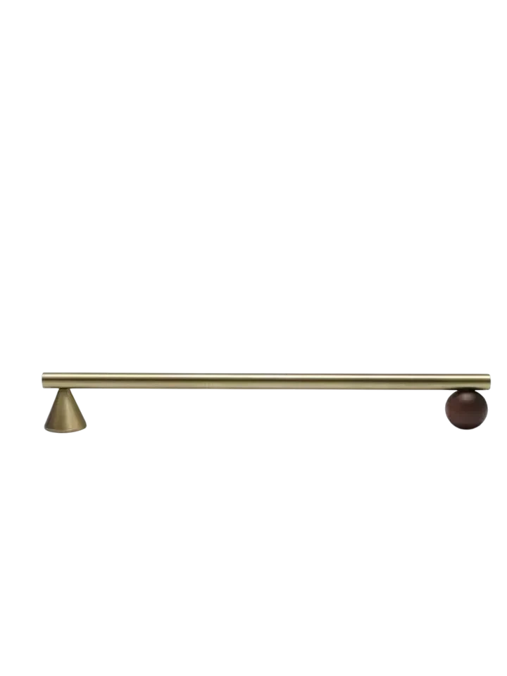 Rovena Handle W-0042 wooden brass drawer handle, brown brushed finish, multiple sizes 56mm to 334mm, ideal for cabinets & wardrobe shutters by Mantara