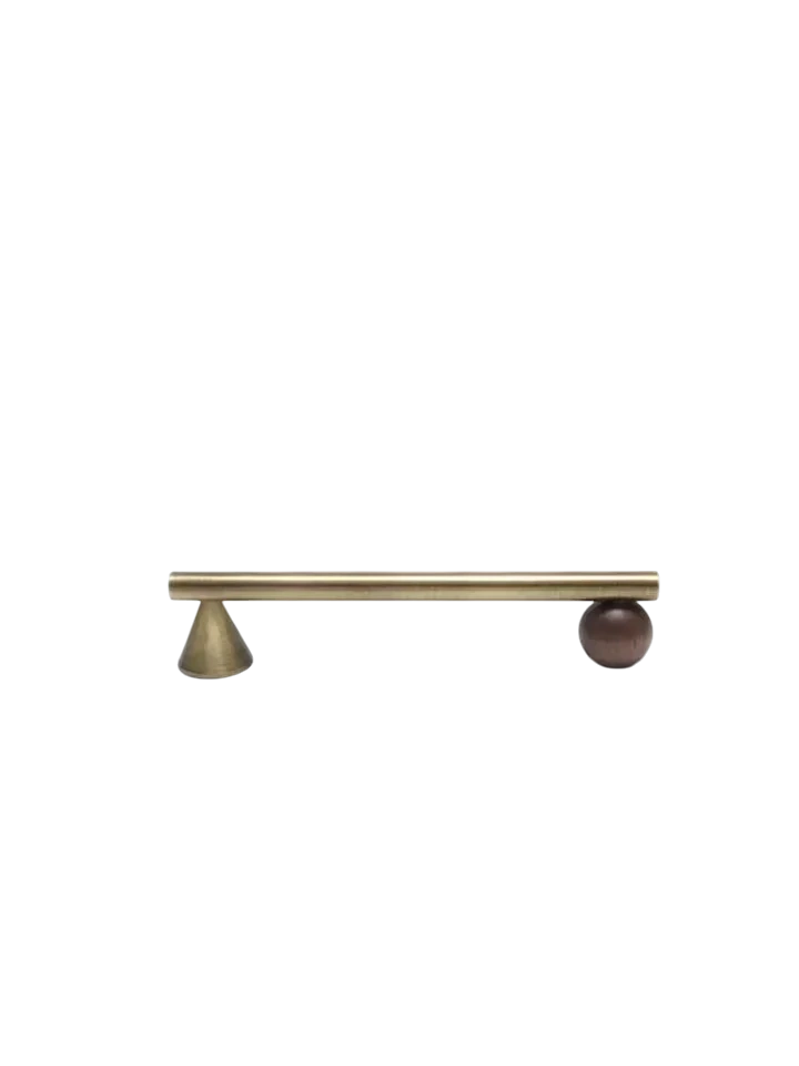 Rovena Handle W-0042 wooden brass drawer handle, brown brushed finish, multiple sizes 56mm to 334mm, ideal for cabinets & wardrobe shutters by Mantara