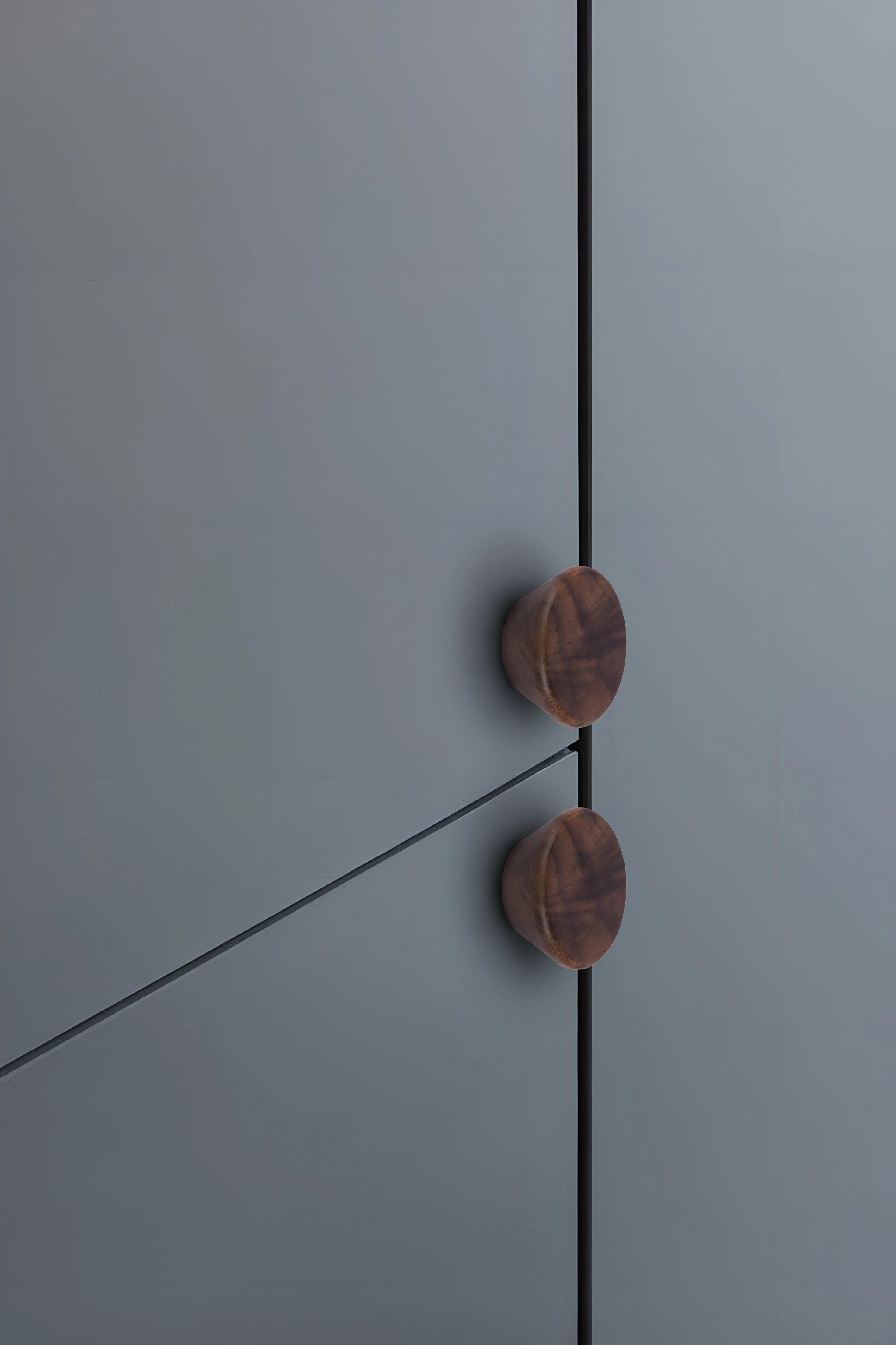 Mantara Briar Knob W-0037 is a modern wooden knob in walnut finish, ideal for kitchen and dresser drawers.