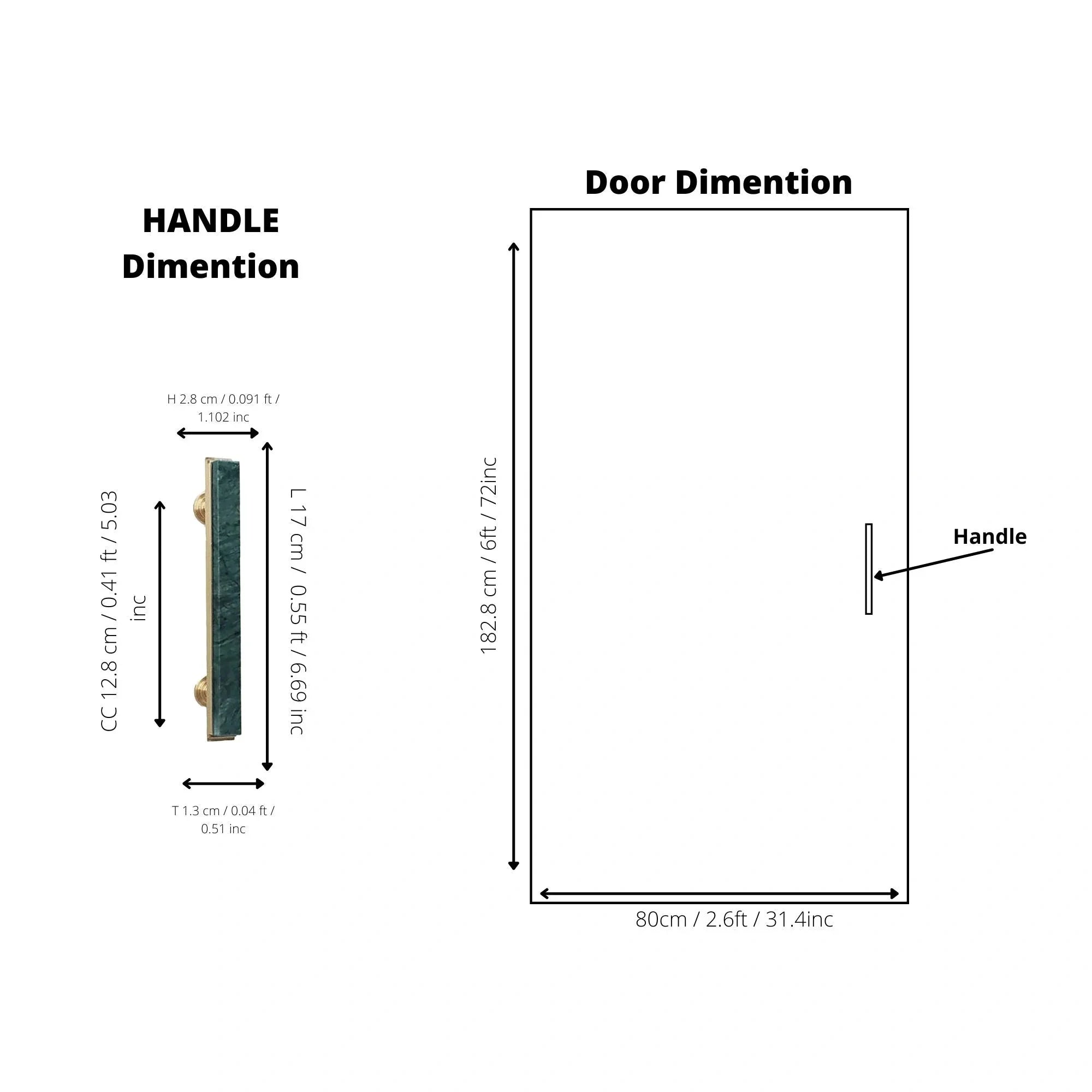 Acropolis solid brass & marble cabinet handle, white|green|grey finish, by Mantara, model M-0010-H.