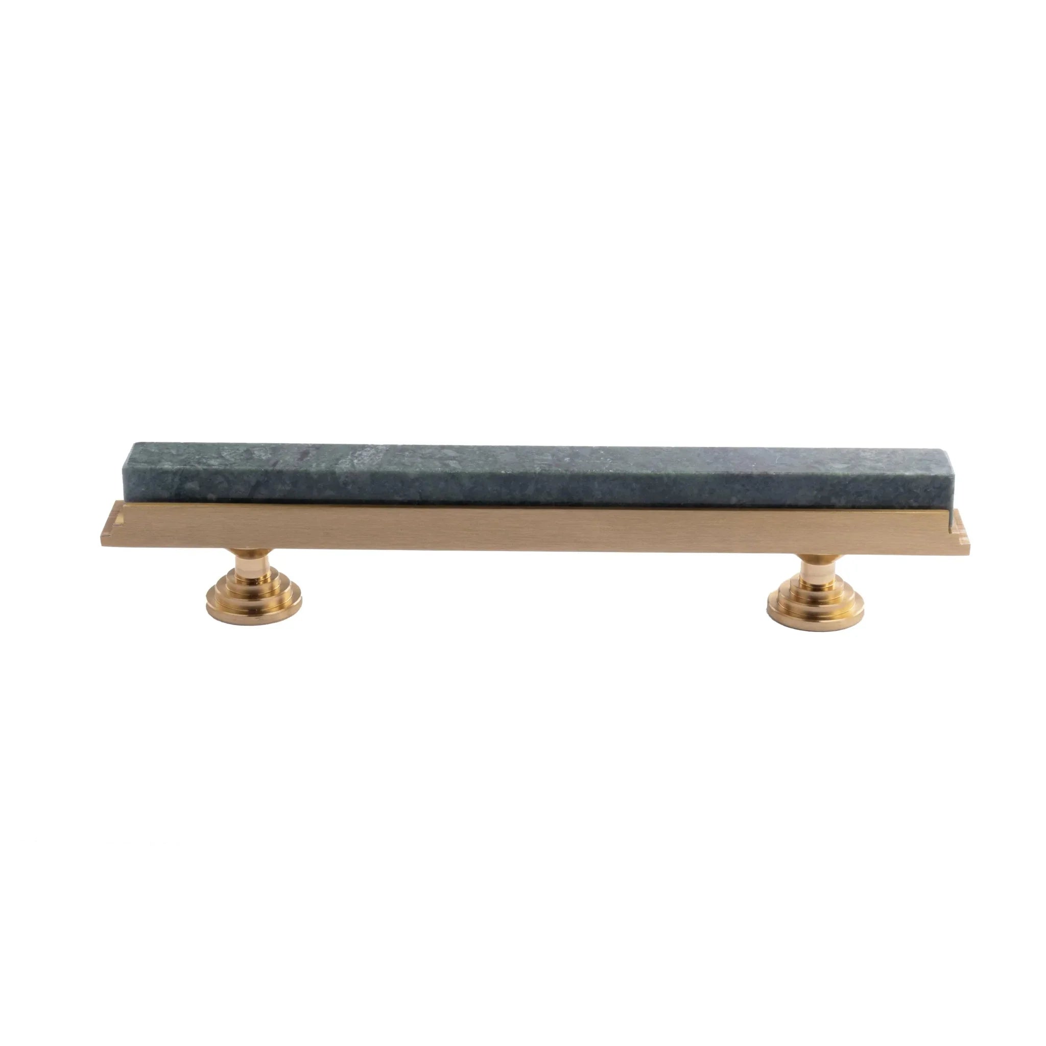 Acropolis solid brass & marble cabinet handle, white|green|grey finish, by Mantara, model M-0010-H.