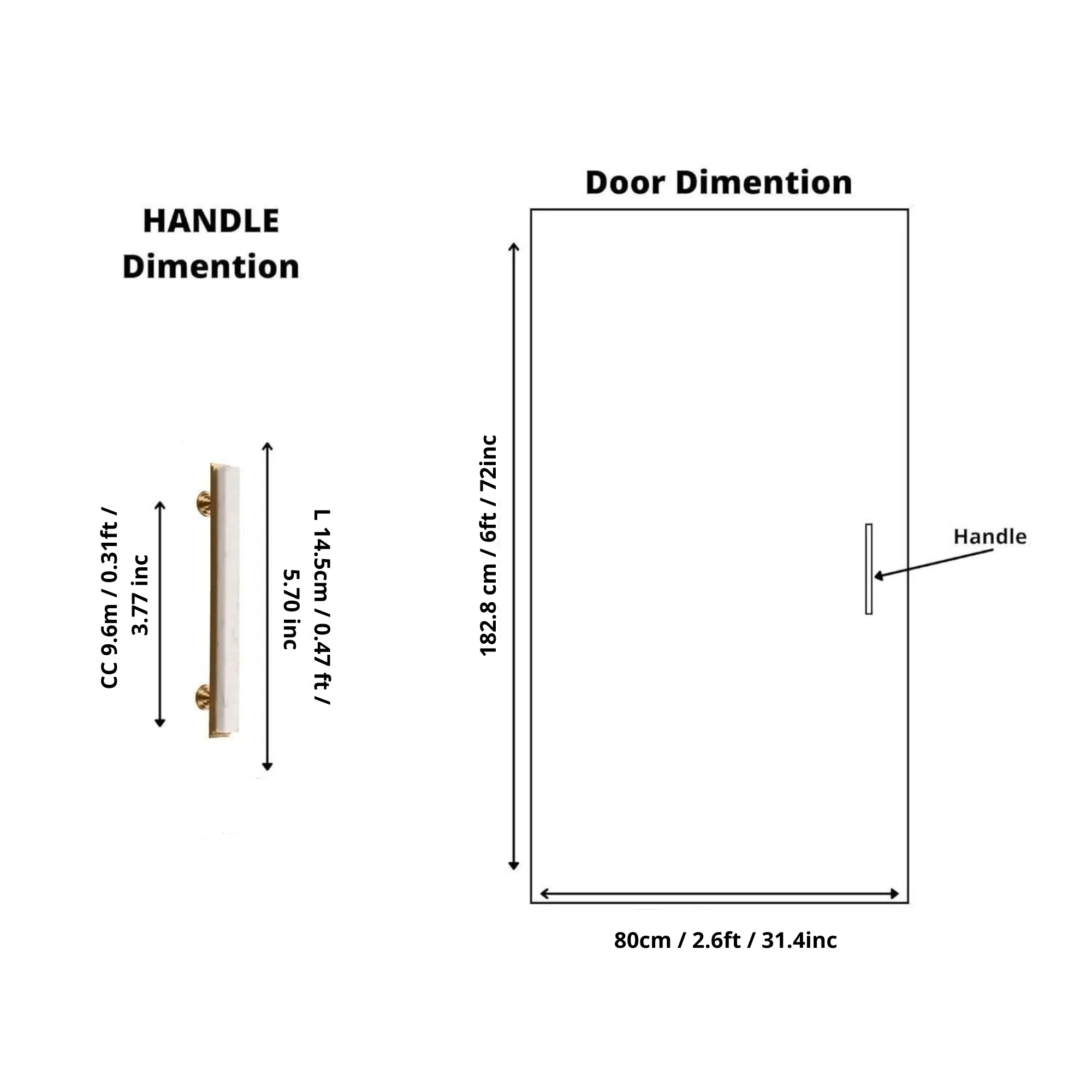 Acropolis Handle M-0010-H in white marble & brass, brushed finish, 144mm & 170mm, for modern cabinets by Mantara