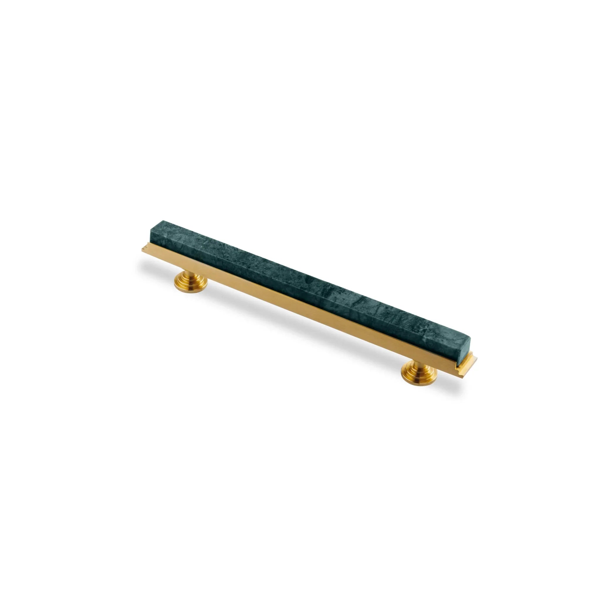 Acropolis solid brass & marble cabinet handle, white|green|grey finish, by Mantara, model M-0010-H.