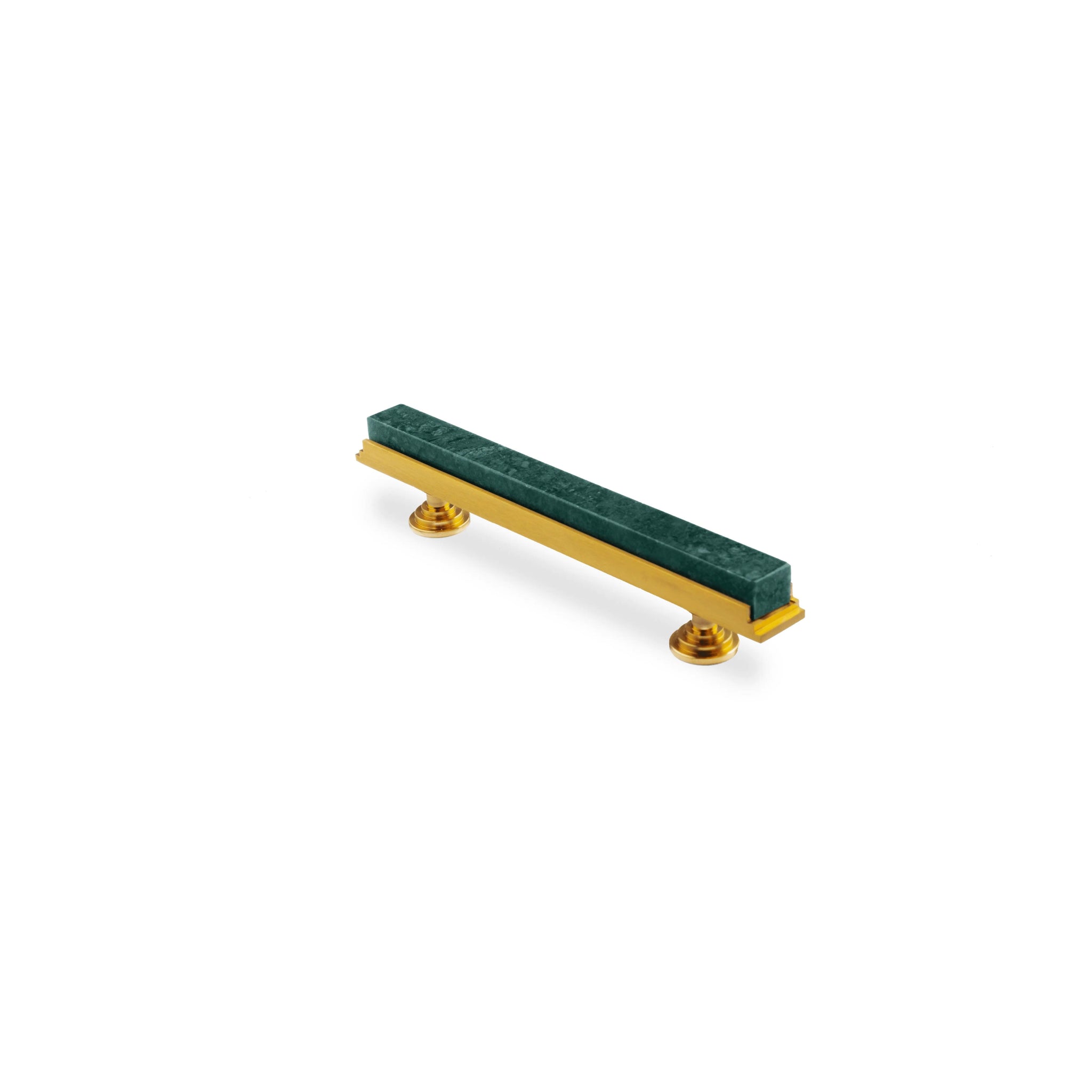 Acropolis Handle M-0010-H in Green marble & brass, brushed finish, 144mm & 170mm, for modern cabinets by Mantara