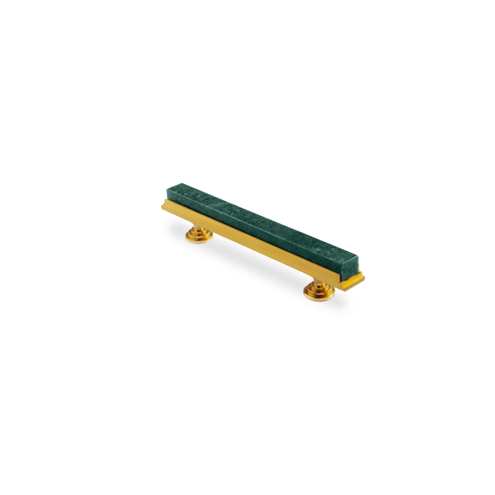 Acropolis solid brass & marble cabinet handle, white|green|grey finish, by Mantara, model M-0010-H.