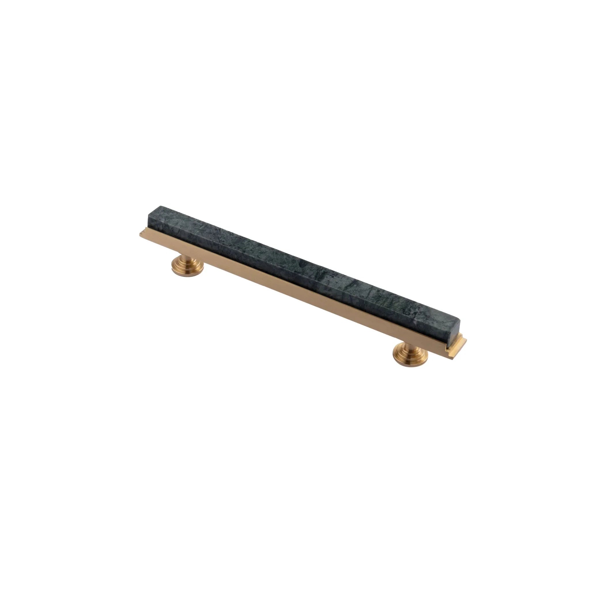 Acropolis solid brass & marble cabinet handle, white|green|grey finish, by Mantara, model M-0010-H.