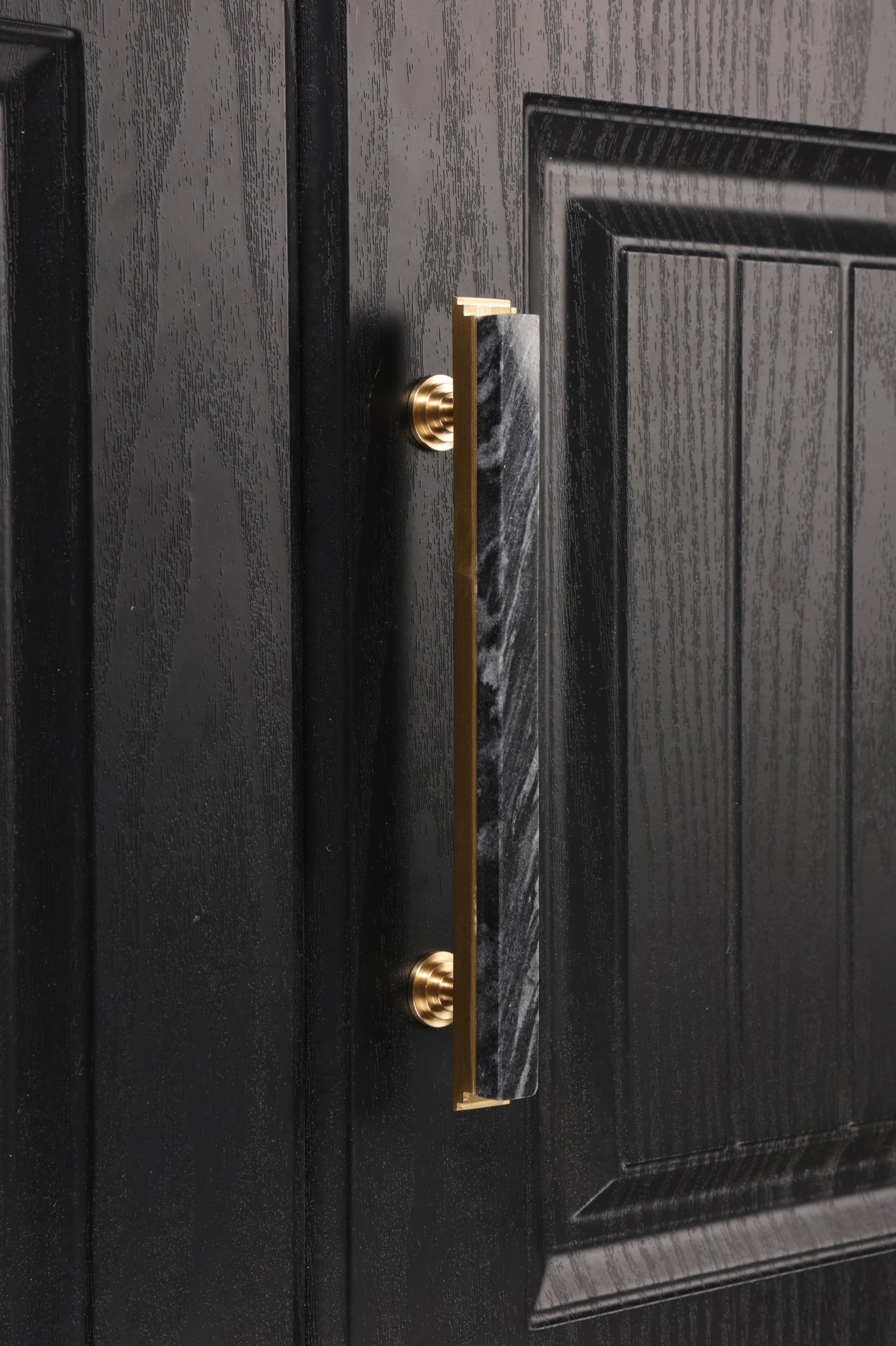 Acropolis Handle M-0010-H in Grey marble & brass, brushed finish, 144mm & 170mm, for modern cabinets by Mantara